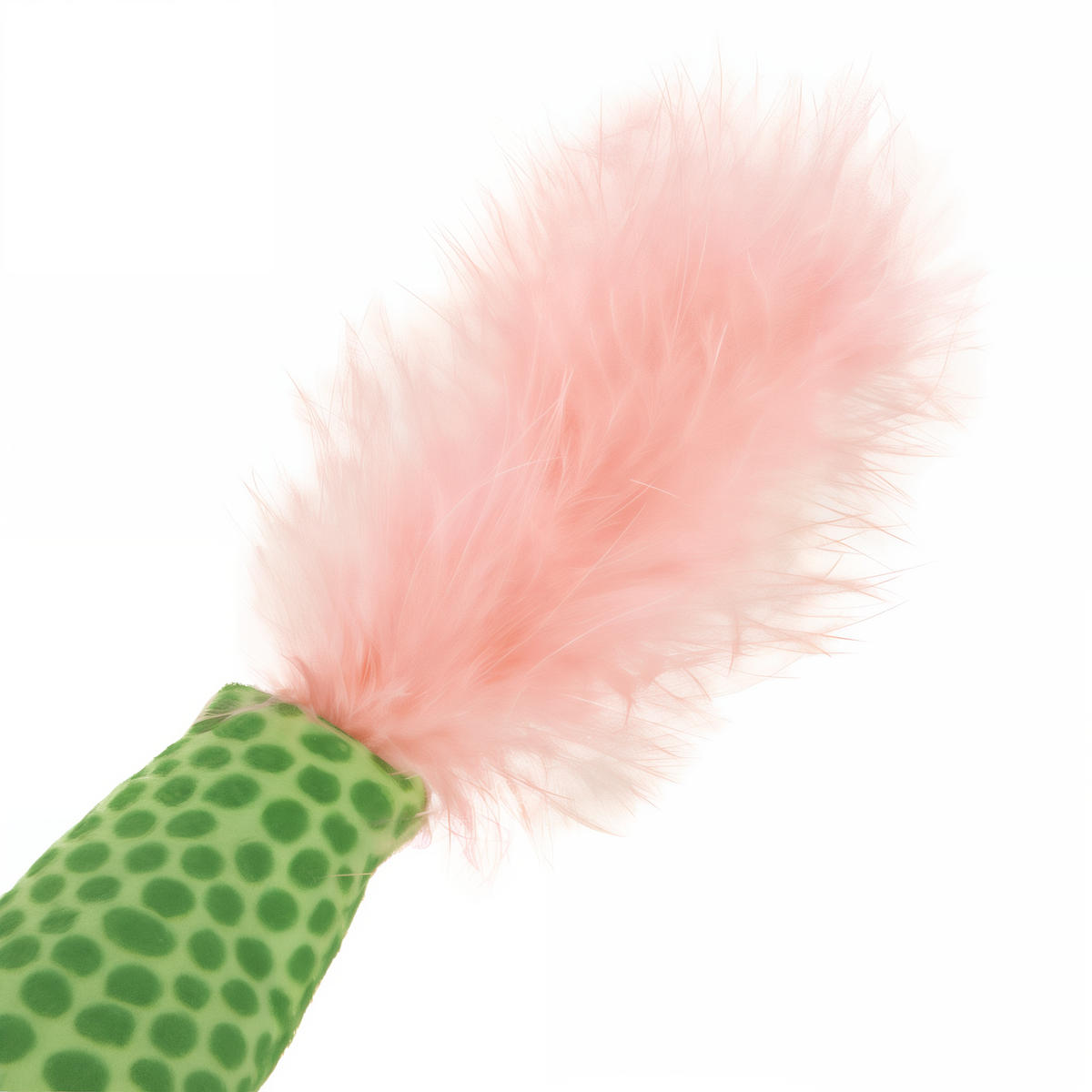 Detail of the SmartyKat Crinkle Creeper soft pink feather tail tip