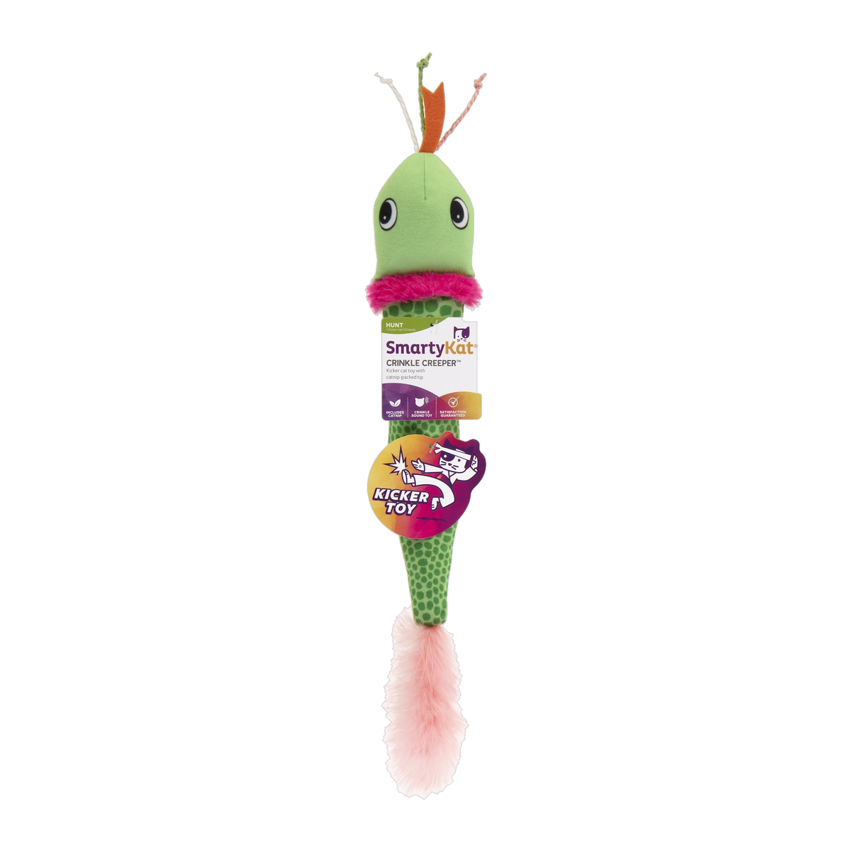 SmartyKat Crinkle Creeper kicker cat toy in retail packaging