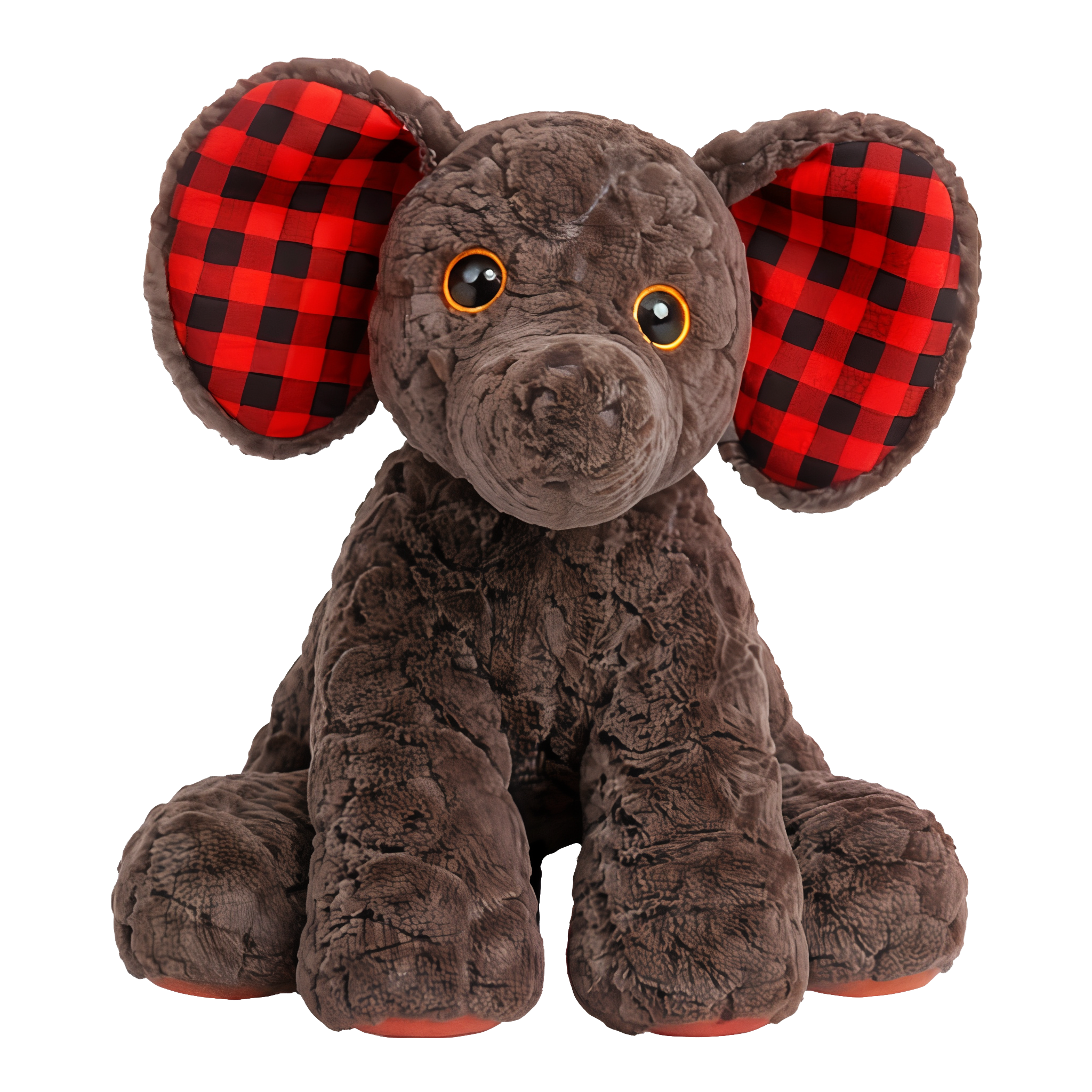 SnugArooz: Eli the Elephant - Grey & Buffalo Check Plush Dog Toy