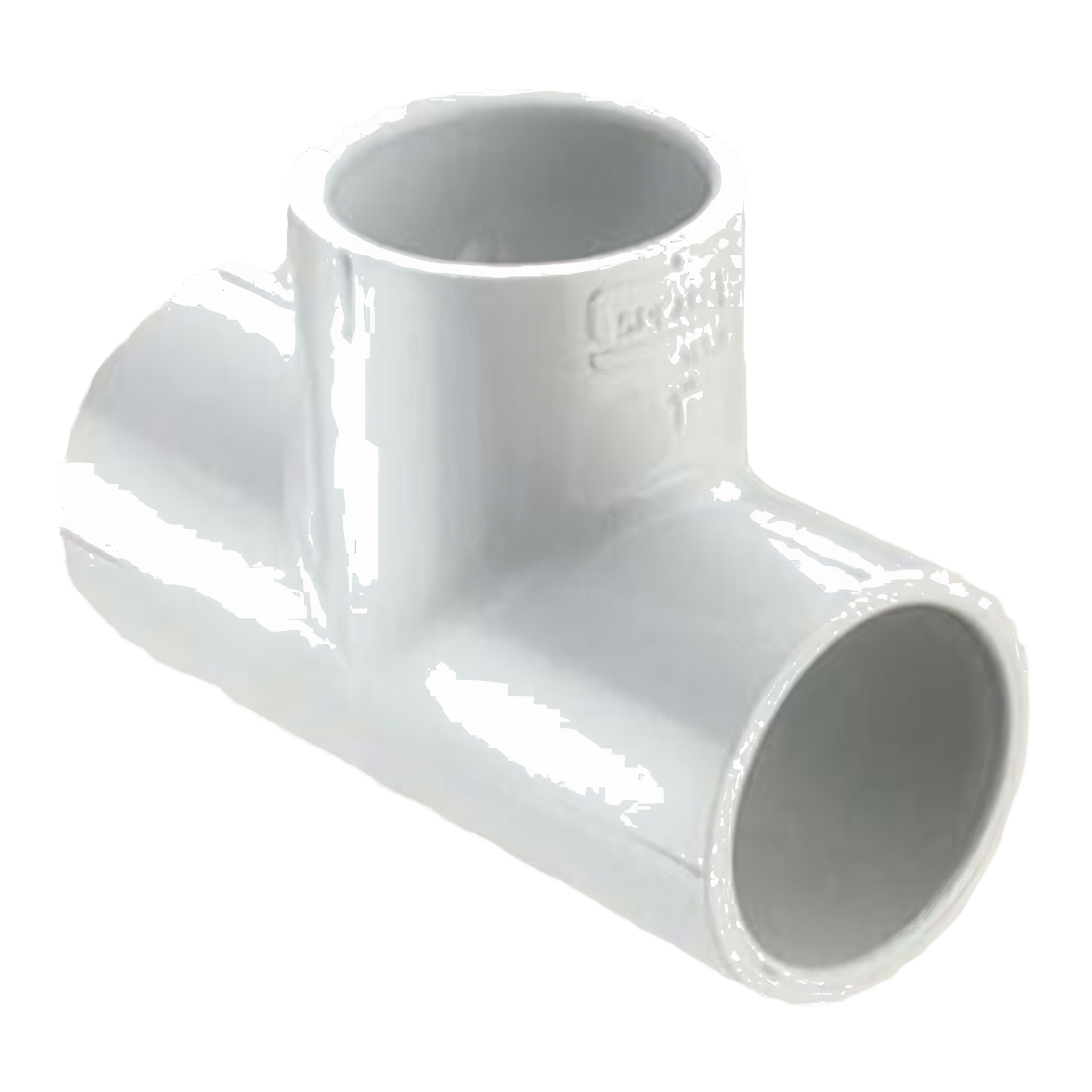 Spears 401 series 1 inch PVC tee with three solvent-weld socket ends in T configuration, white schedule 40 molded body with SPEARS USA molded marking on the branch saddle