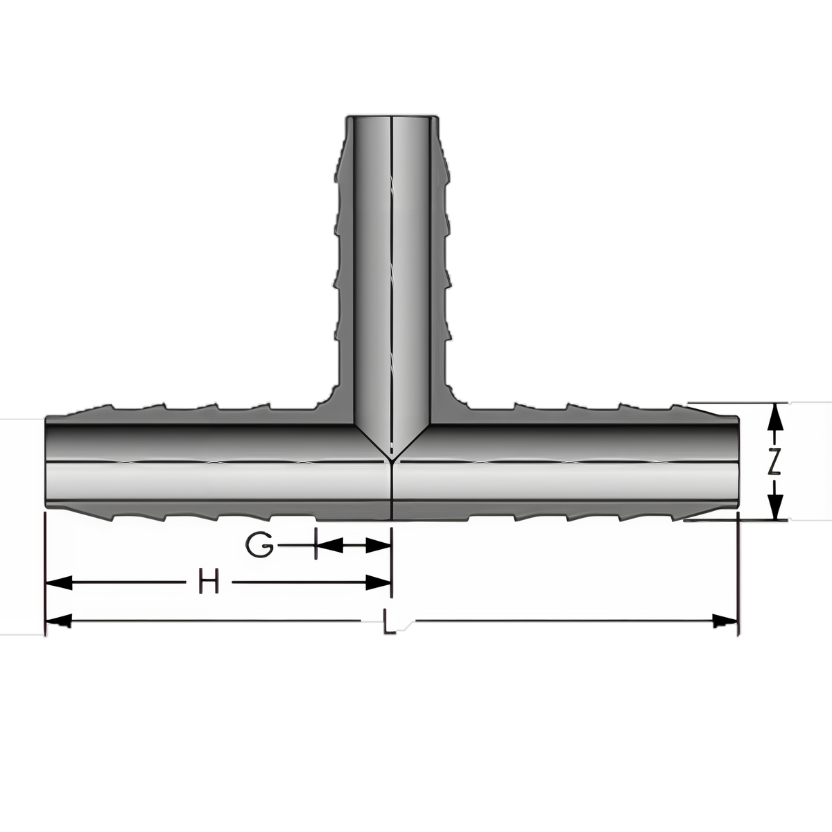 Spears 1402-130 1 in. x 1 in. x 1/2 in. PVC Insert Reducing Tee -- diagram