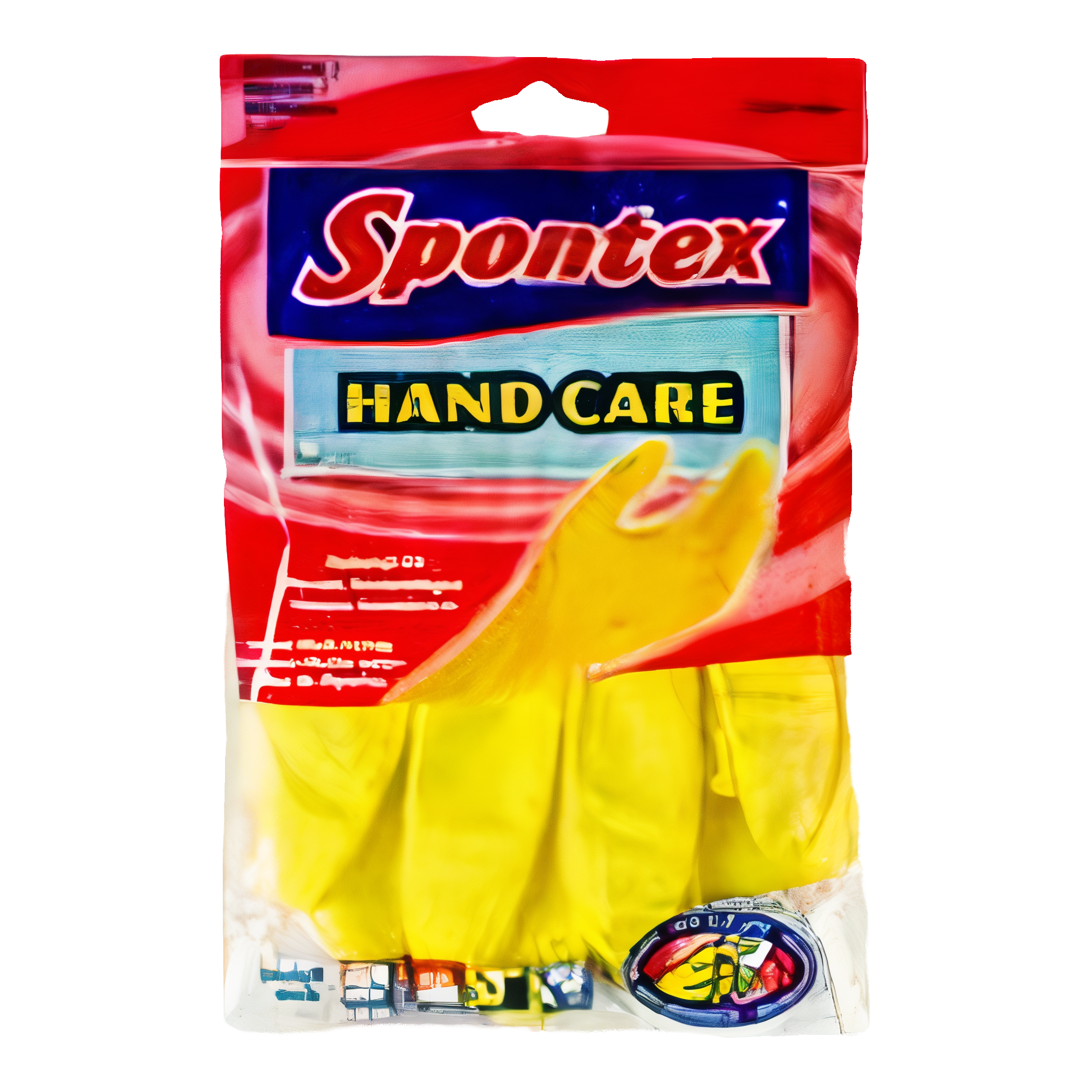 Spontex Hand Care Latex Glove, small size, yellow color.