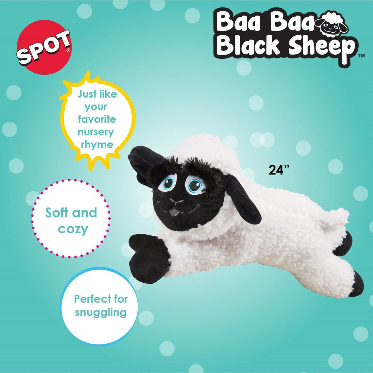 Spot Baa Baa Black Sheep plush dog toy features: soft and cozy, 24 in, perfect for snuggling