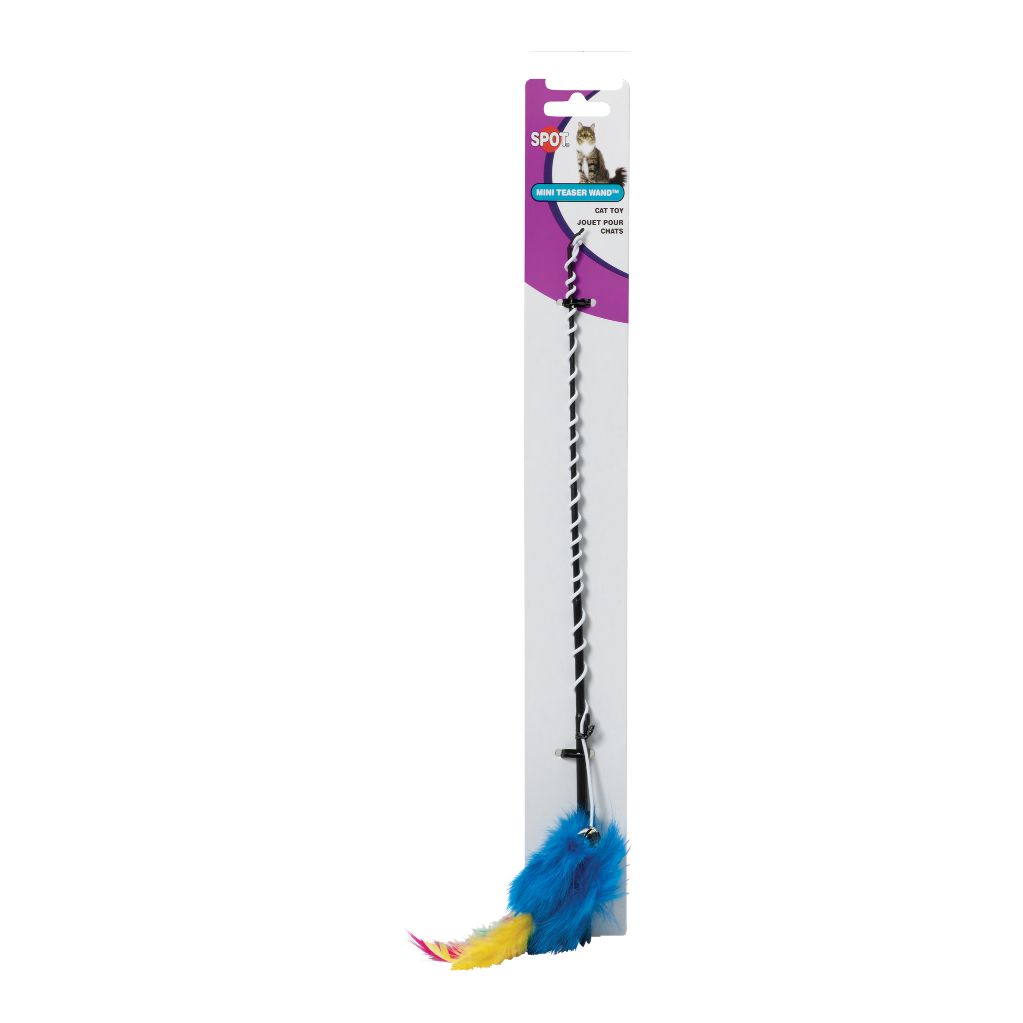 Spot Mini Teaser Wand 12 inch cat toy with feather lure and bell