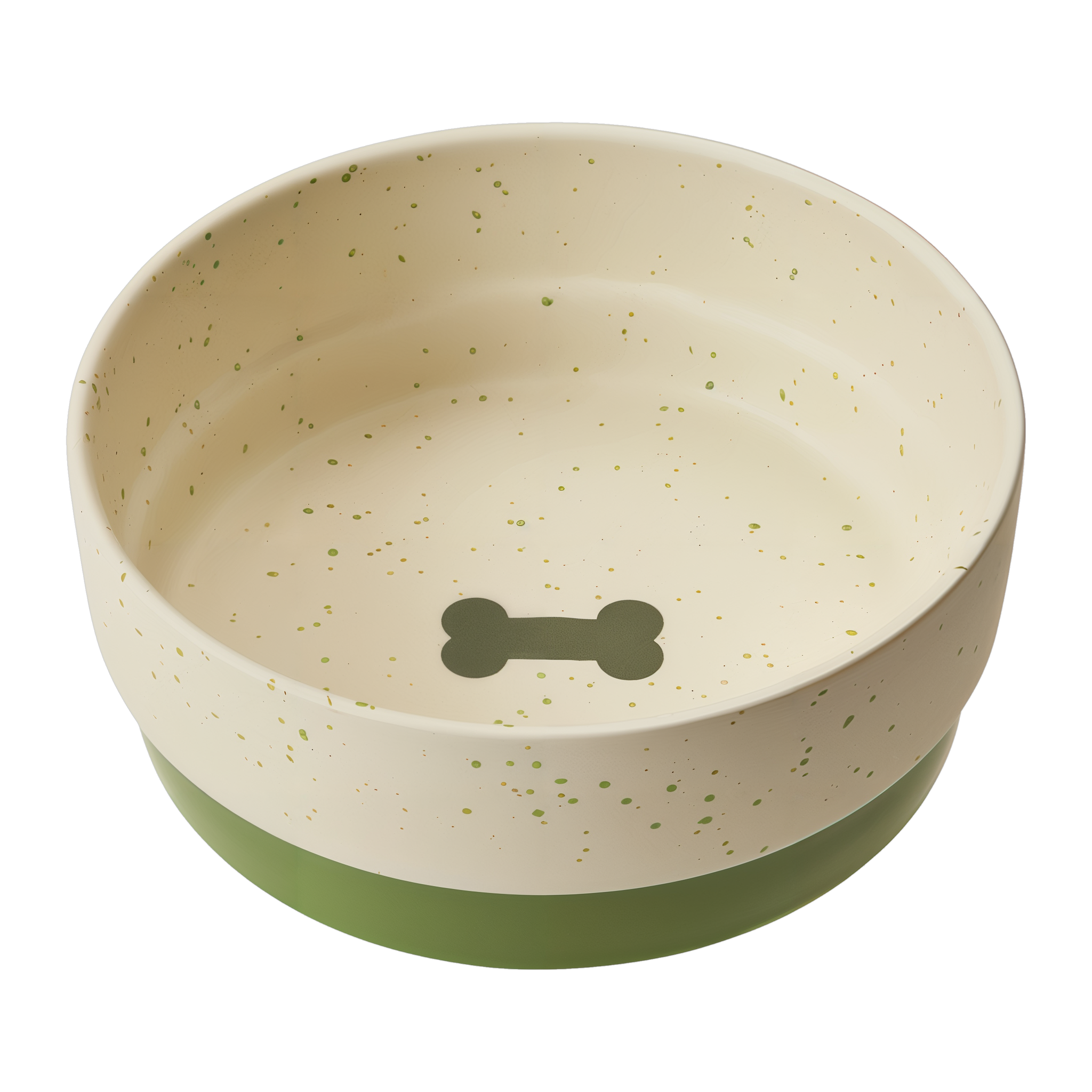 Spot Sedona Dog Dish 7 in, speckled stoneware with Spruce Green band and bone accent #7 in#Spruce Green