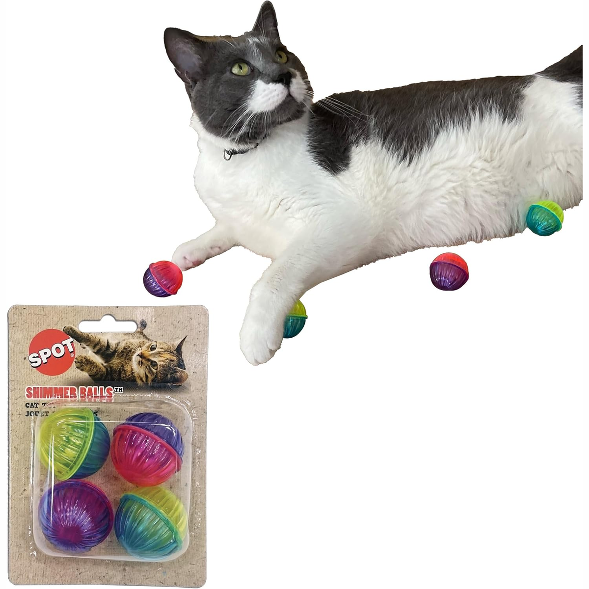 Cat with the Spot Shimmer Balls Cat Toy 4-Pack