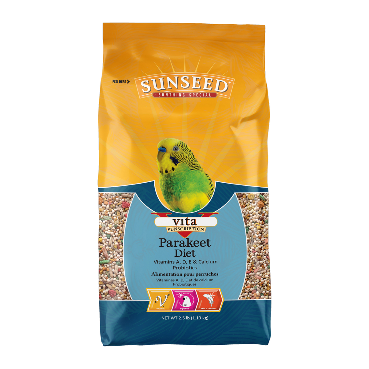Sunseed Vita Sunscription parakeet food 2.5 lb bag front with budgie