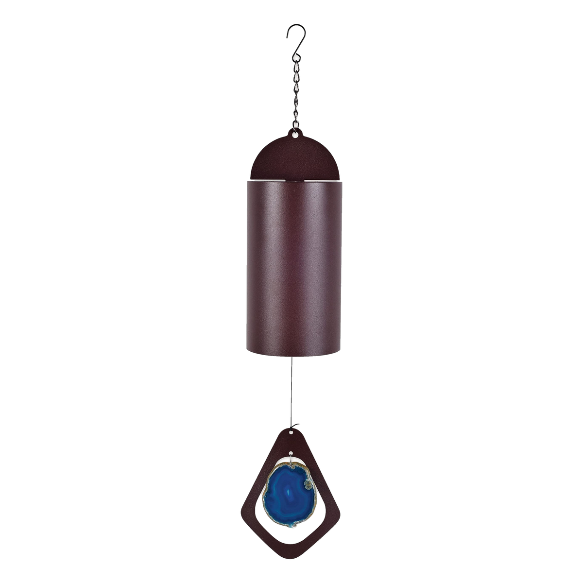 Sunset Vista Designs Blue Agate Wind Bell -- side view of the agate windcatcher