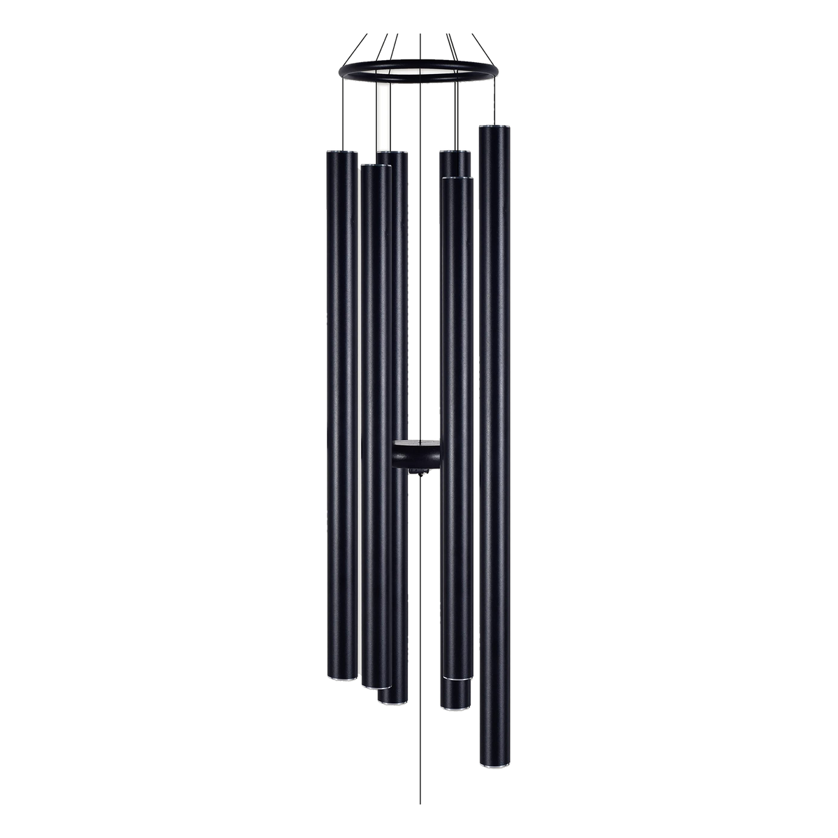 Sunset Vista Designs Blue Agate Wind Chime 54 in -- detail of the black tubes and wood clapper