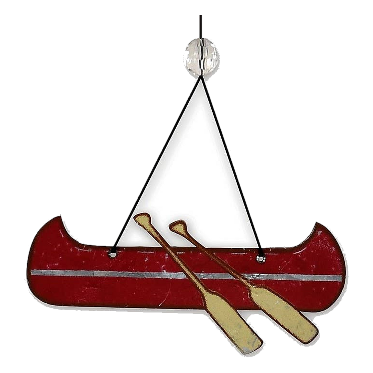 Sunset Vista Designs Catch of the Day Rustic Bass Wind Chime -- detail of the red canoe windcatcher