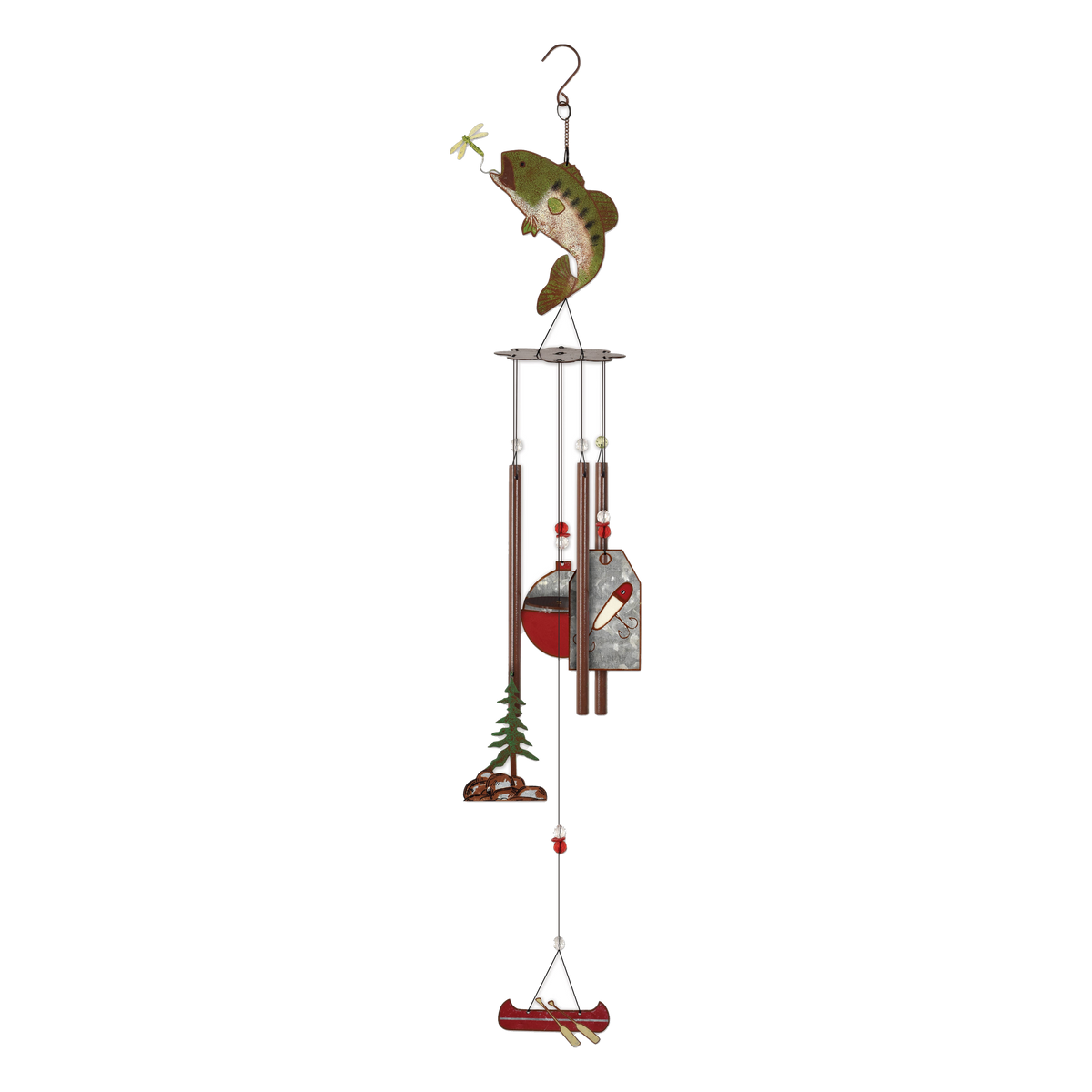 Sunset Vista Designs Catch of the Day Rustic Bass Wind Chime -- 31" chime on white