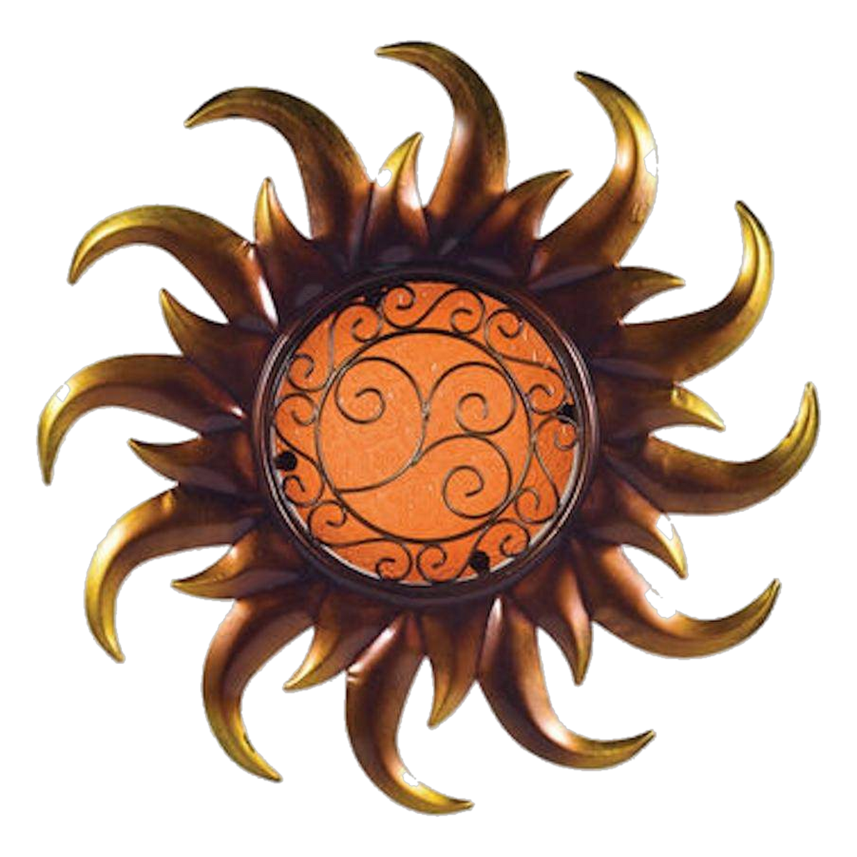 Sunset Vista Designs Glass Gardens Gilded Sun Wall Decor -- packshot on white