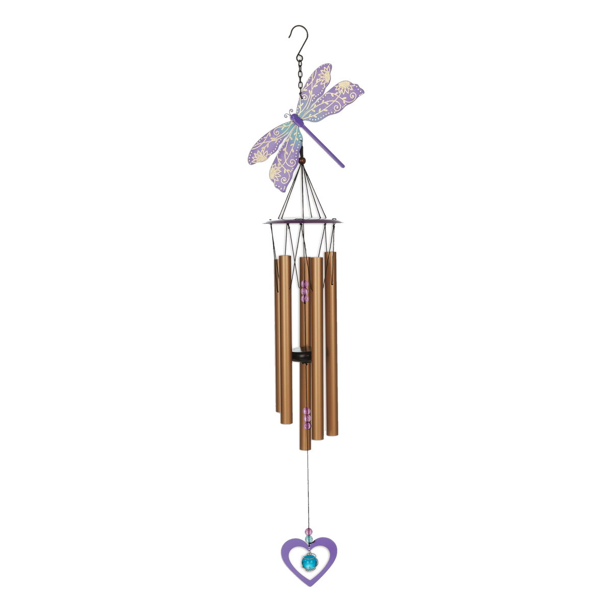 Sunset Vista Designs Gold Dragonfly Wind Chime -- packshot on white
