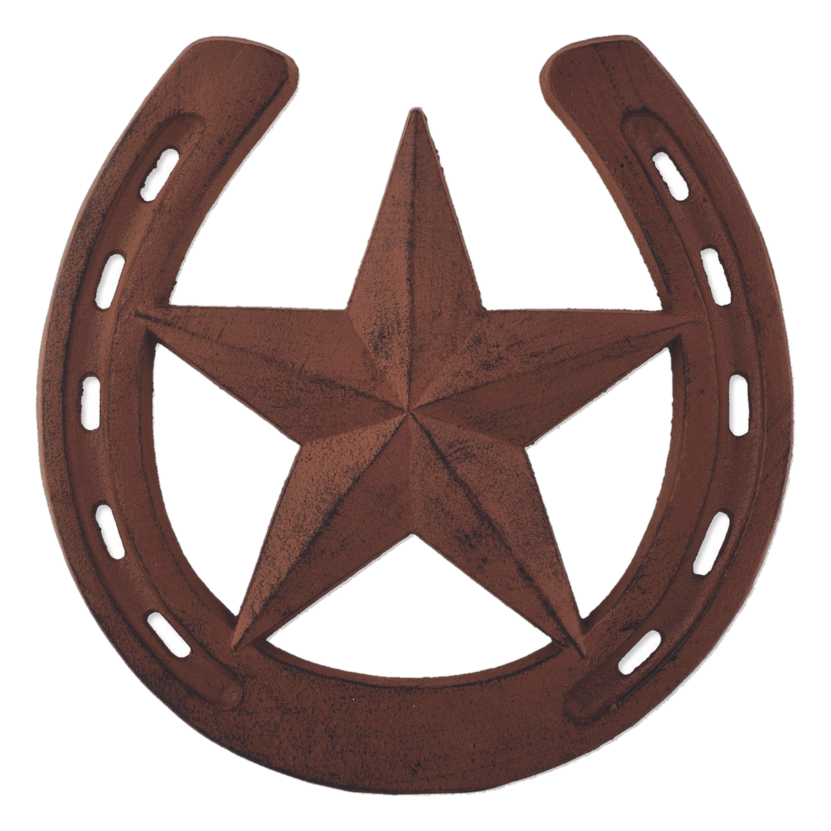 Sunset Vista Designs Horsing Around Cast Iron Horseshoe Star Stepping Stone -- packshot on white