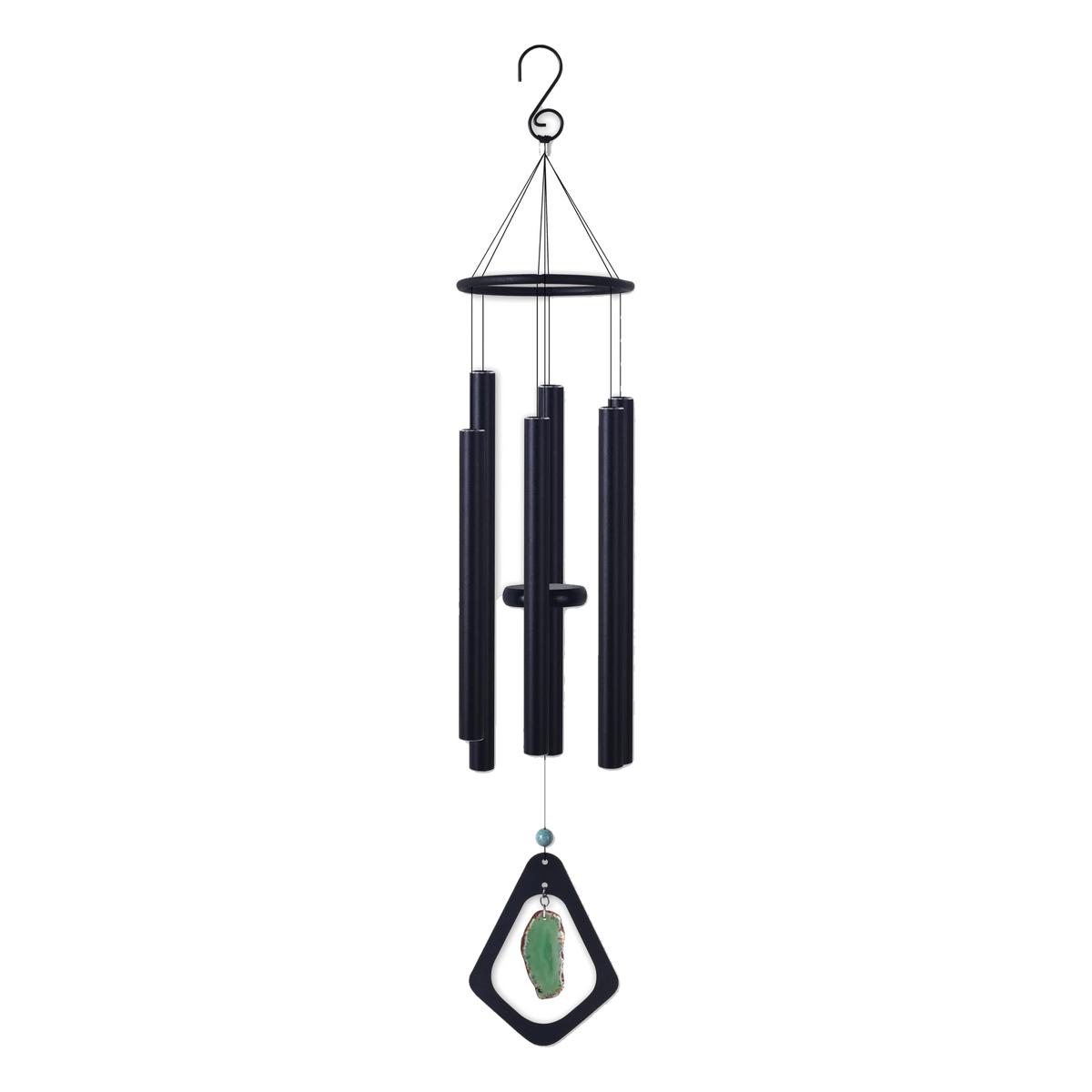 Sunset Vista Designs Natural Agate Wind Chime 29.5 in -- green agate chime on white #Green