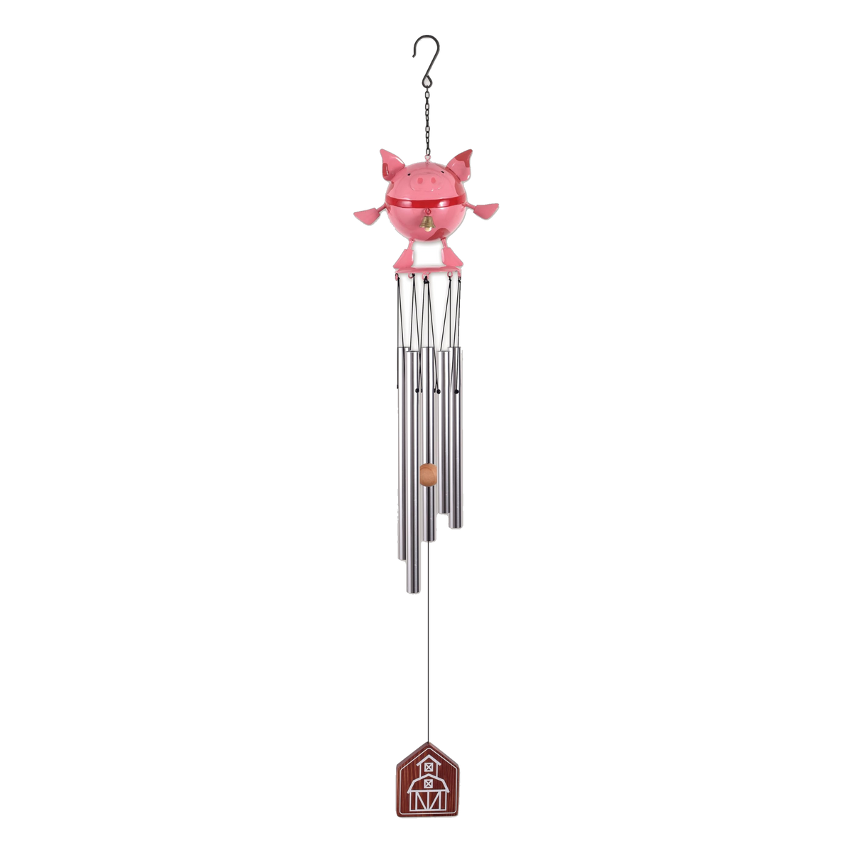 Sunset Vista Designs Belly Acres Pork Chop Pig Wind Chime -- 36" chime on white