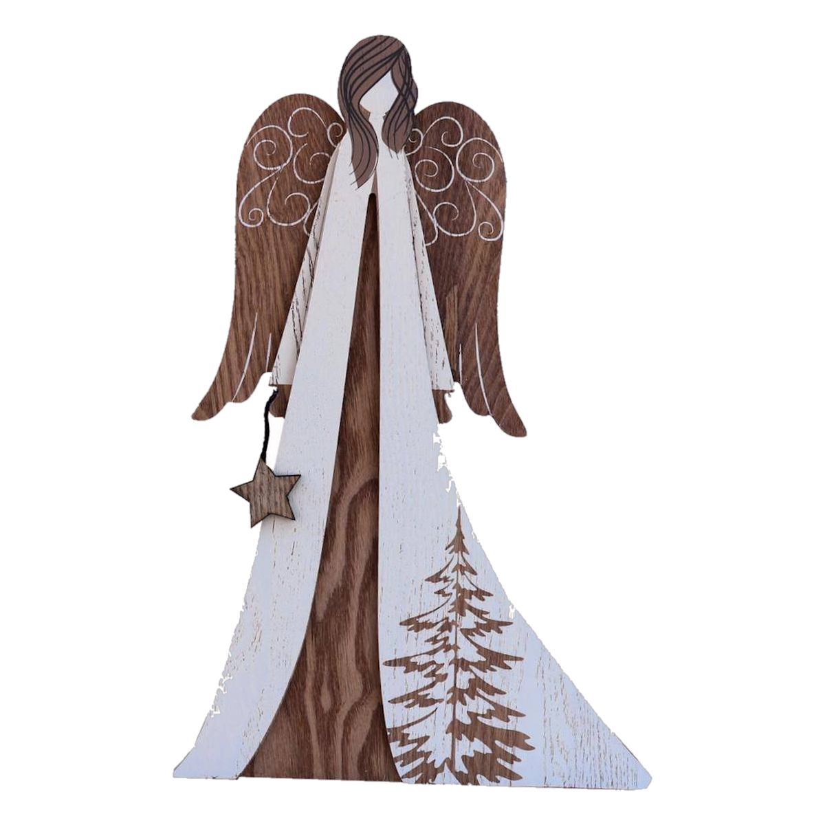 Sunset Vista Designs Rustic Wood Angel Tabletop -- packshot on white
