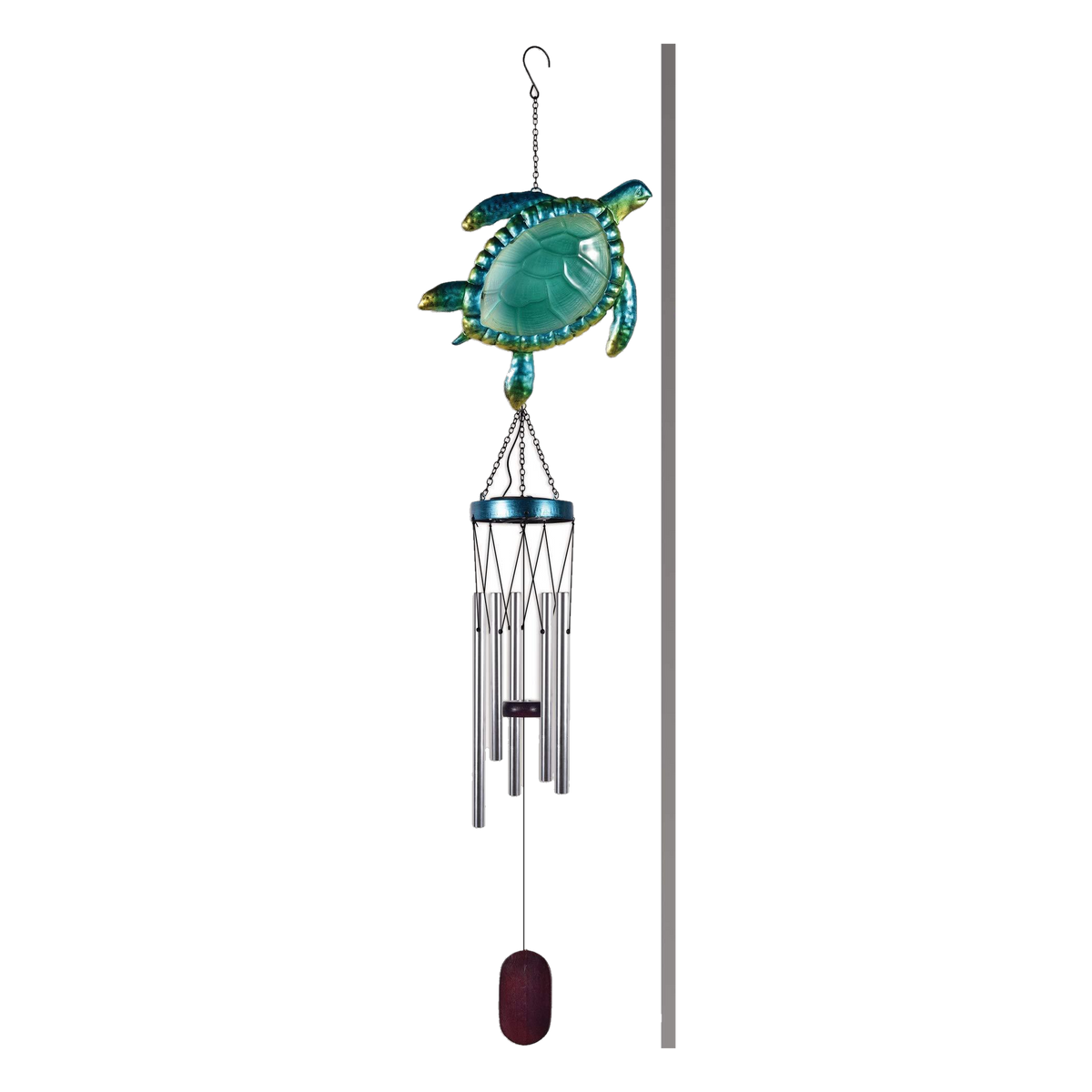 Sunset Vista Designs Solar Sea Turtle Wind Chime -- 38" chime on white