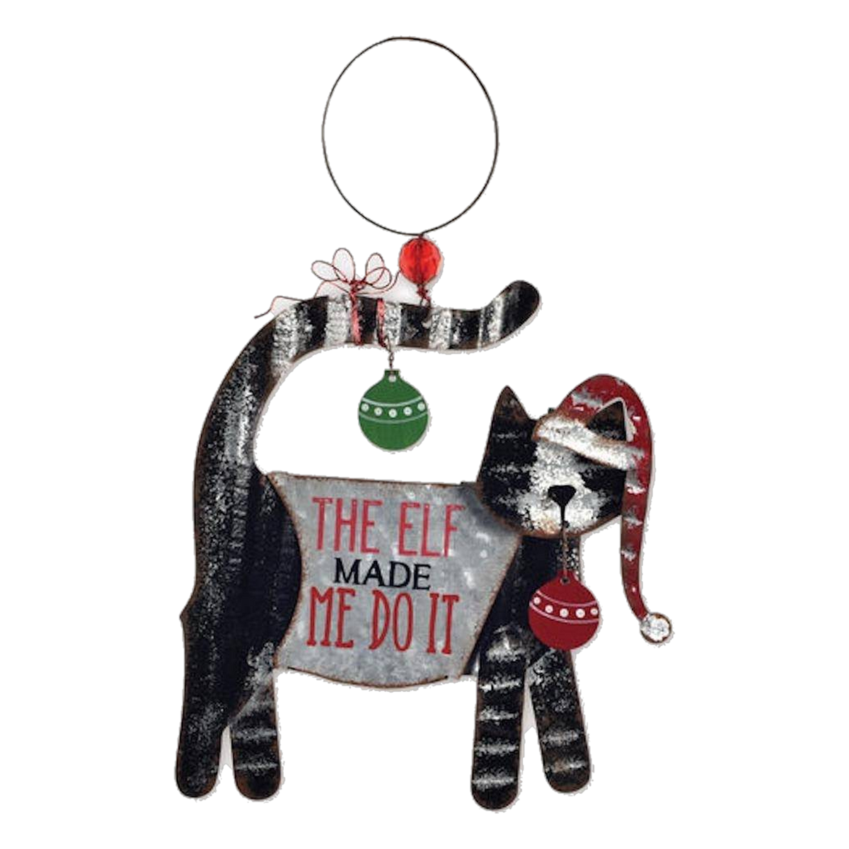 Sunset Vista Designs The Elf Made Me Do It Cat Christmas Ornament -- packshot on white