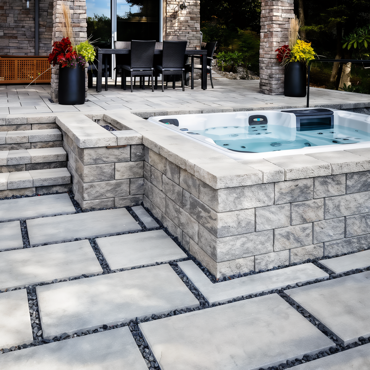 Architectural Cap in Shale Grey finishes the spa surround wa.
