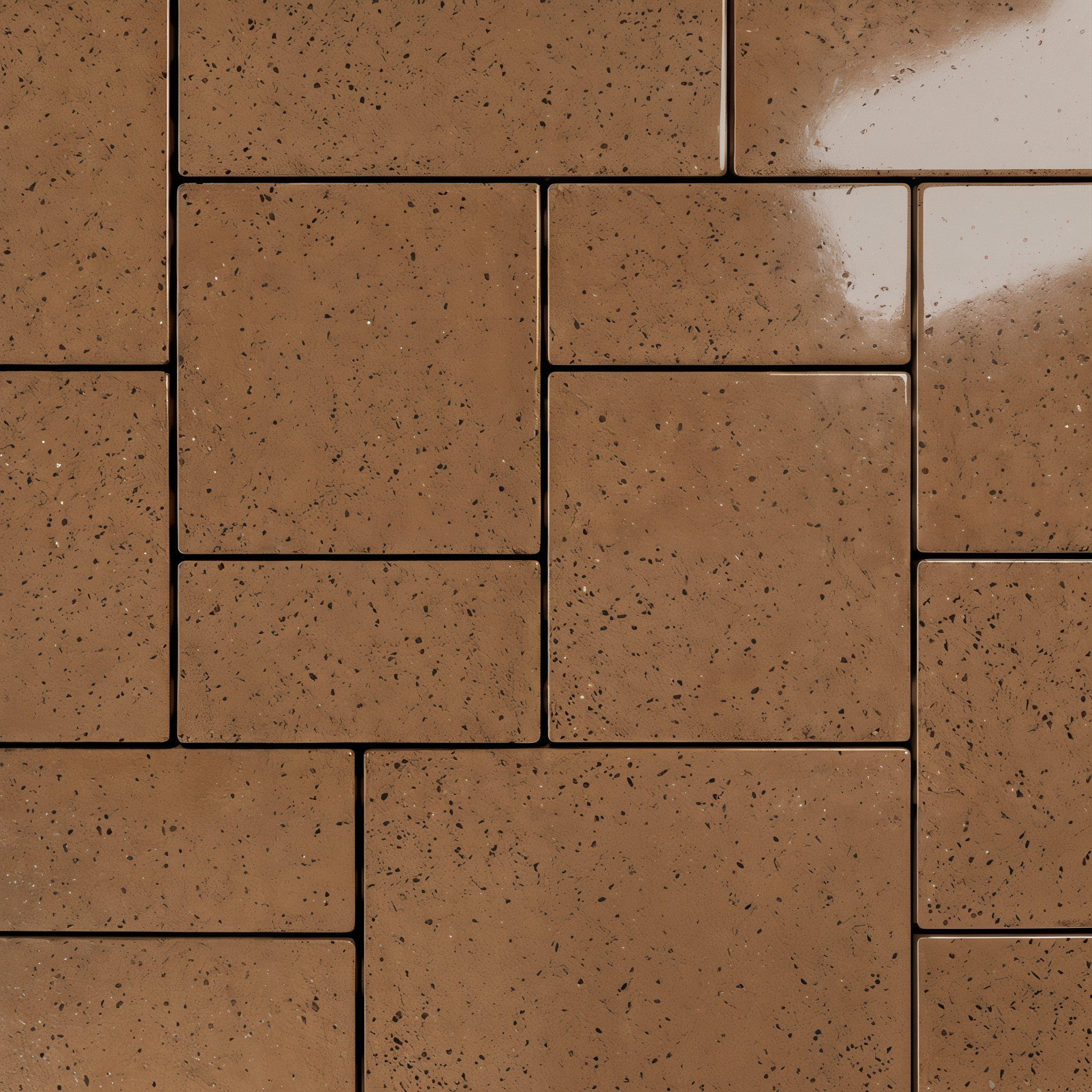 Techo-Bloc Blu 60 Chestnut Brown Polished slab paving.