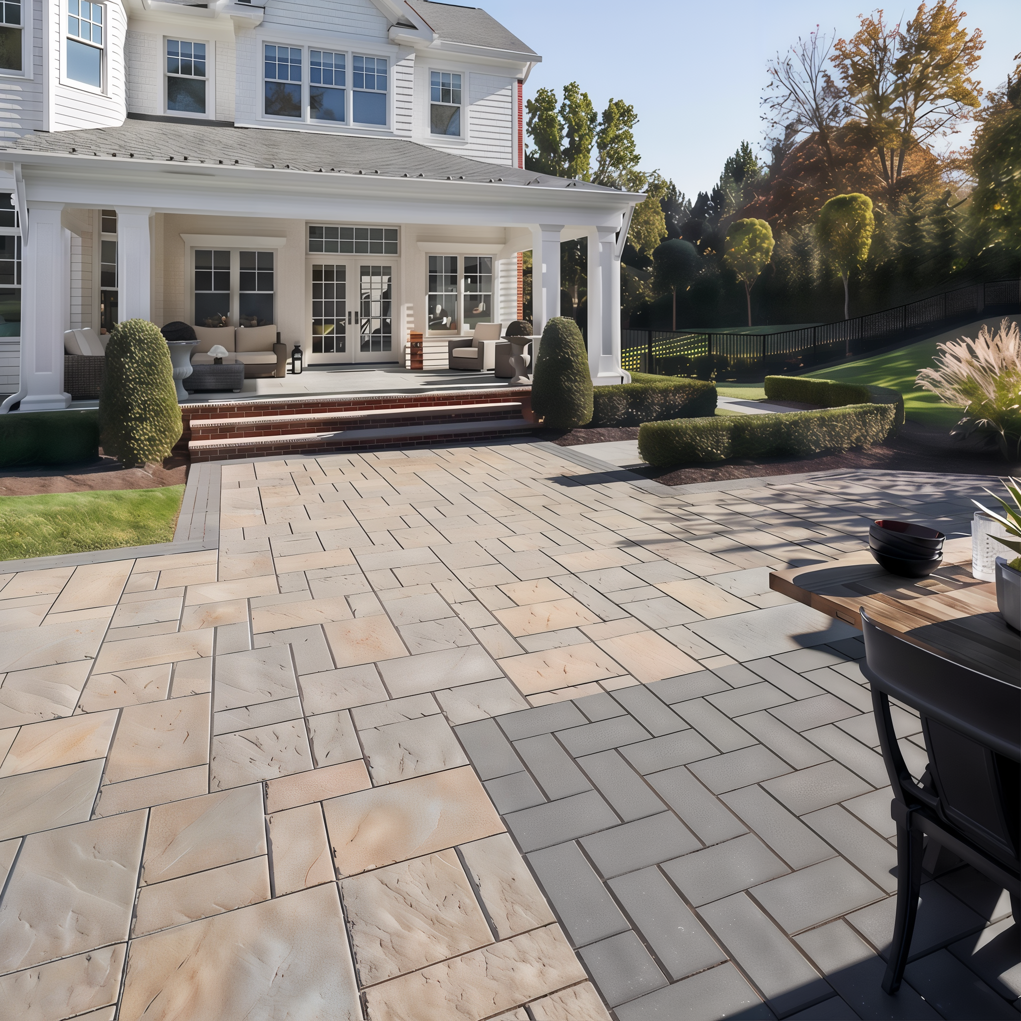 Techo-Bloc Blu 60 Champlain Grey Hd² Slate slate slab modern backyard terrace.
