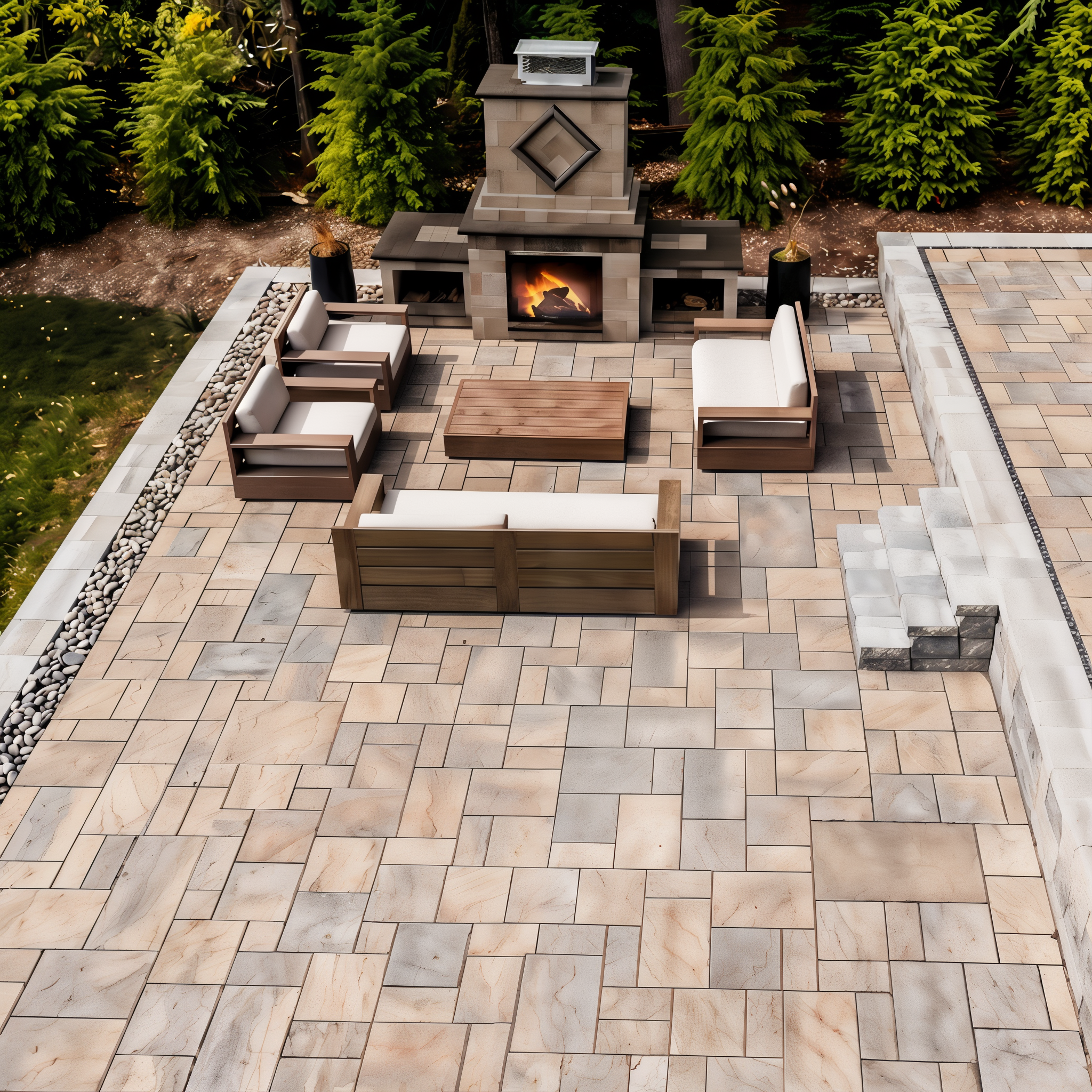 Techo-Bloc Blu 60 Champlain Grey Hd² Slate slate slab spacious outdoor living patio.