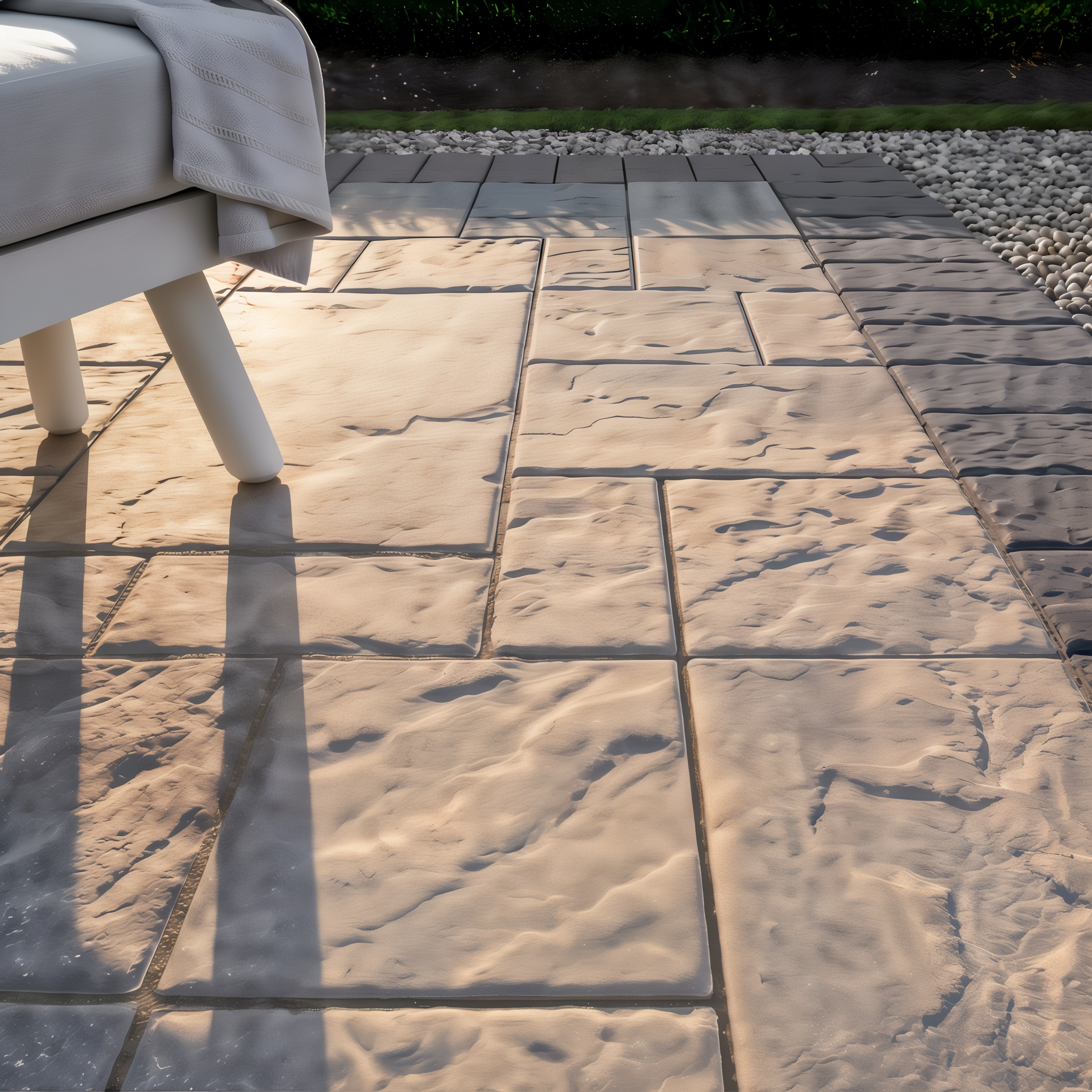 Techo-Bloc Blu 60 Champlain Grey Hd² Slate slate slab refined patio with clean lines.