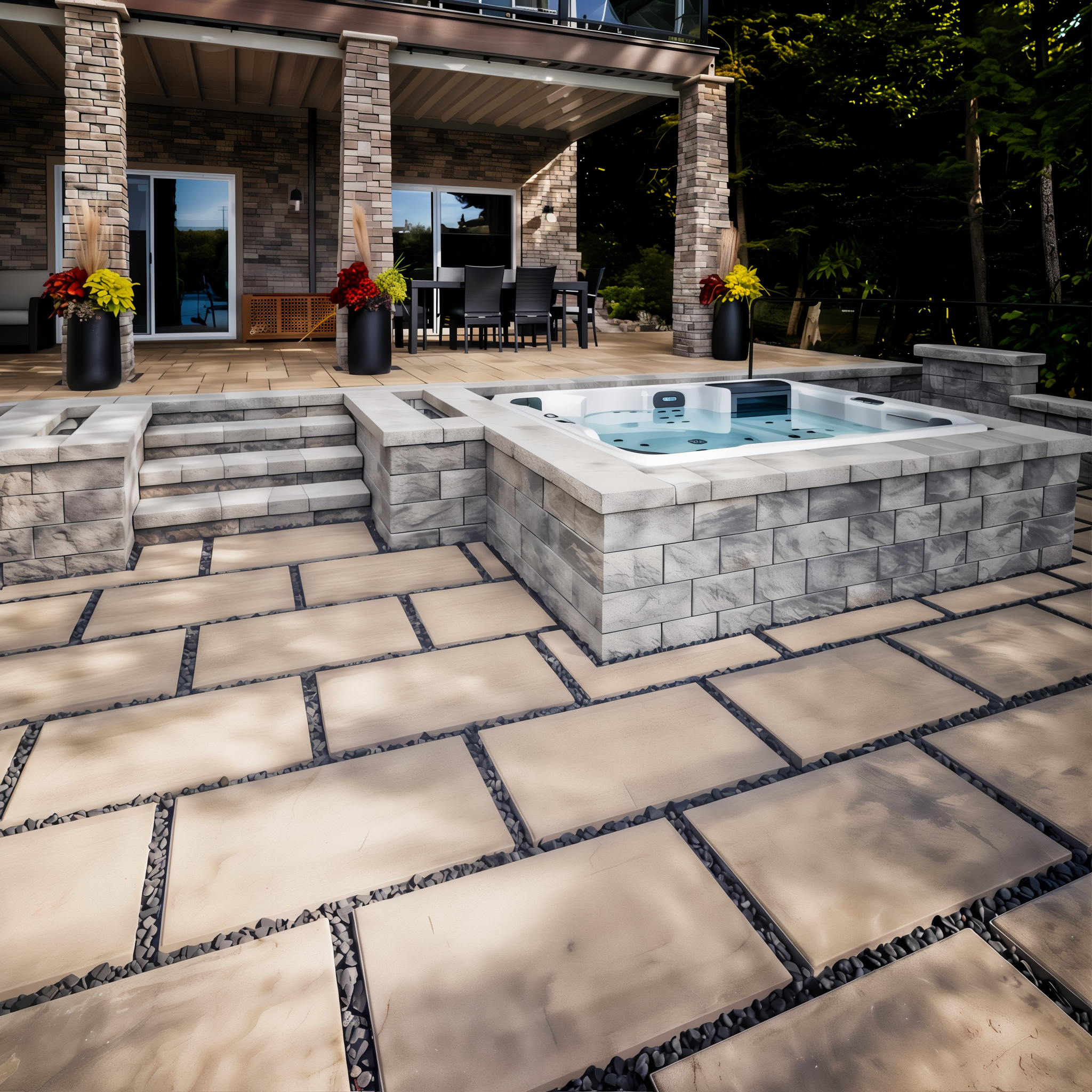 Techo-Bloc Blu 60 Champlain Grey Slate slate slab paving.