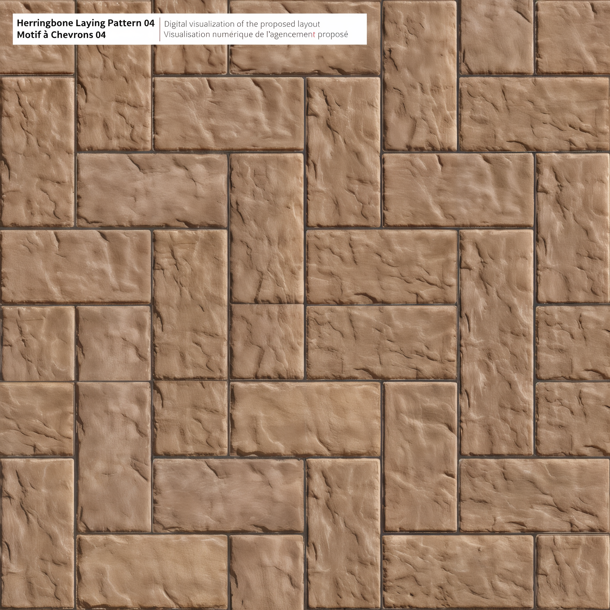 Blu HD2 pavers in Chestnut Brown slate finish, herringbone pattern, 80 mm