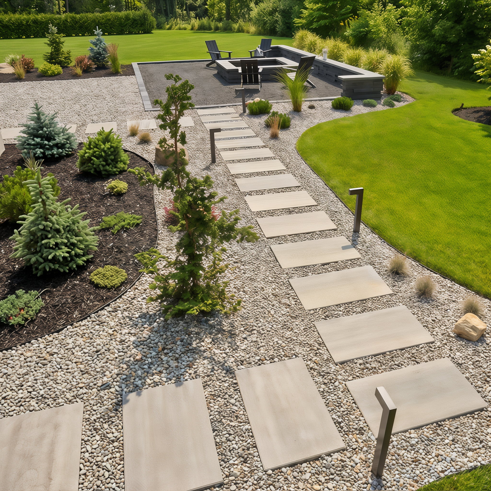 Blu 60 slabs in Beige Cream create a walkway