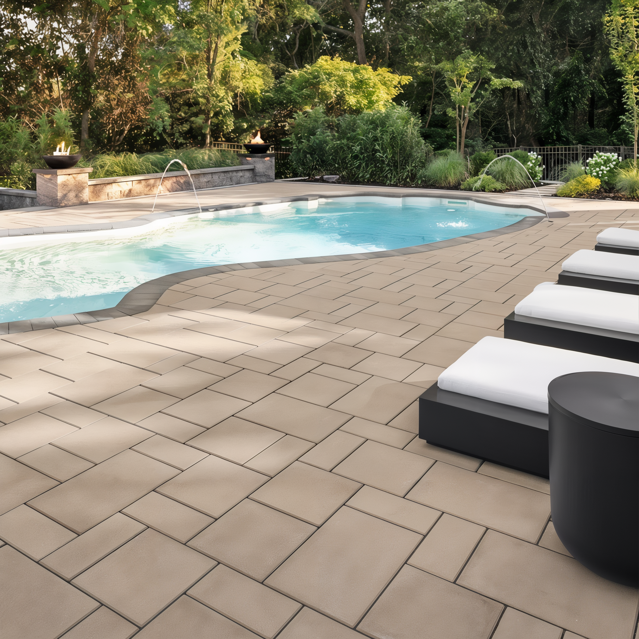 Techo-Bloc Blu 60 Champlain Grey Hd² Smooth smooth slab modern outdoor terrace.