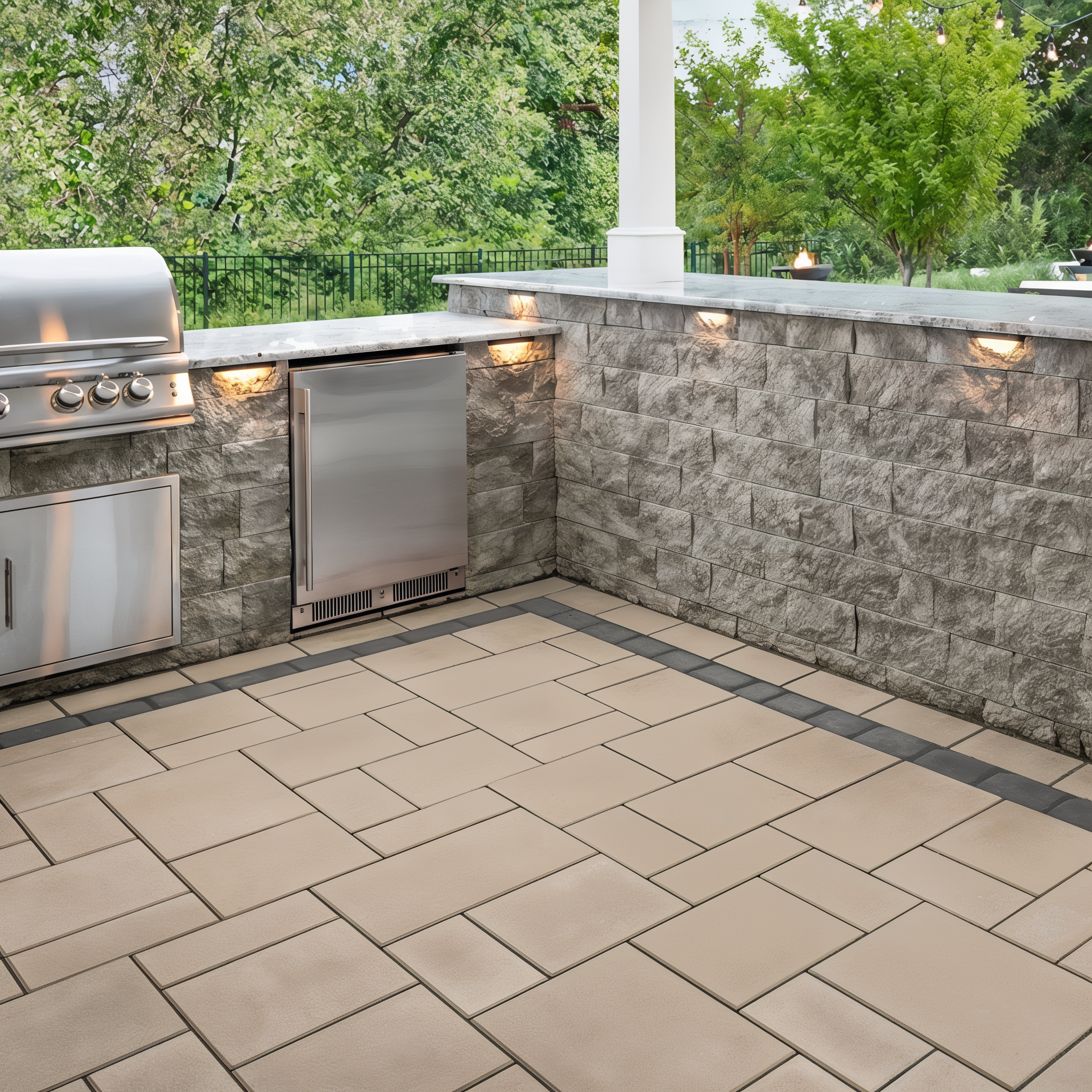 Techo-Bloc Blu 60 Champlain Grey Hd² Smooth smooth slab refined patio with clean lines.