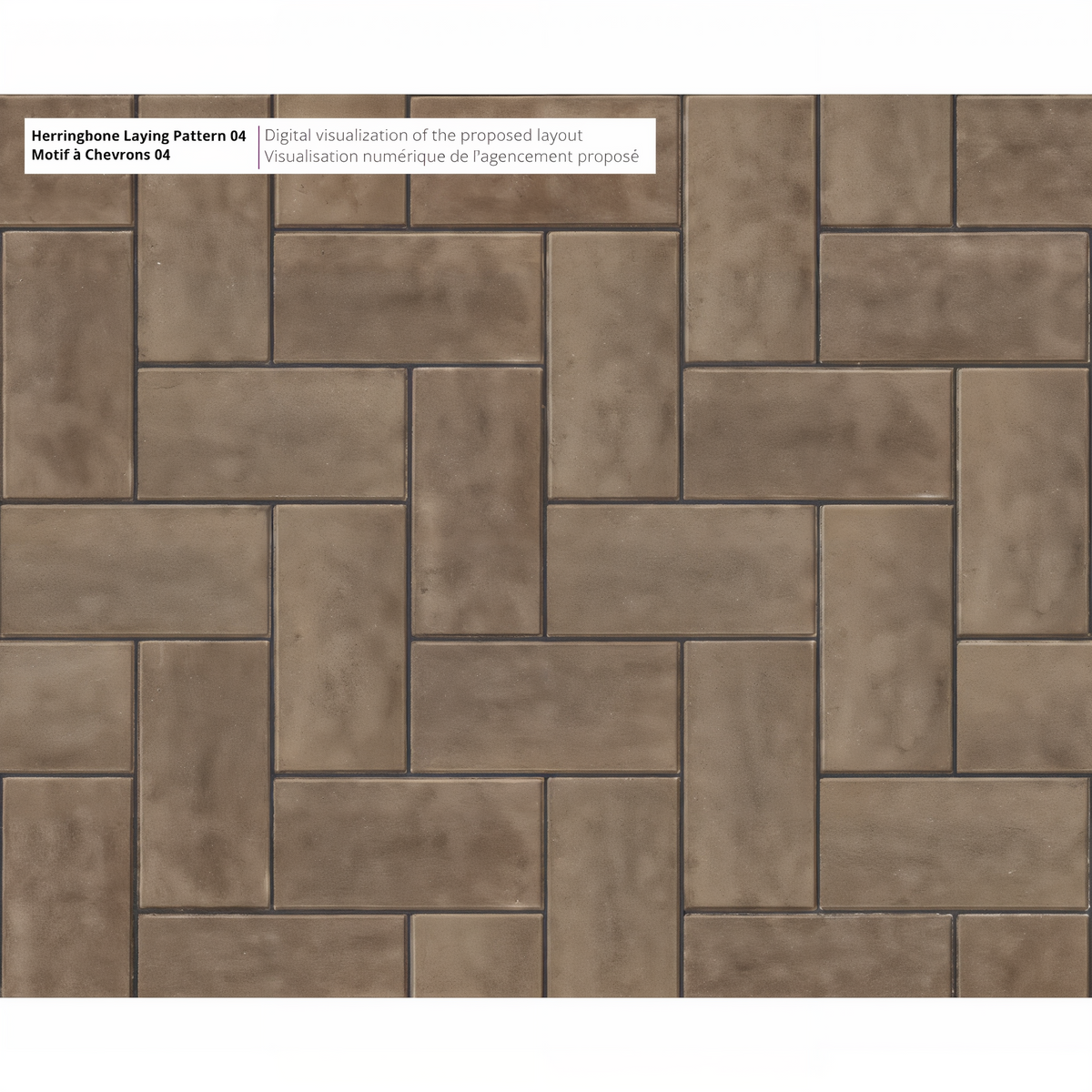 Blu 80 HD2 paver in Chestnut Brown arranged in a herringbone pattern.