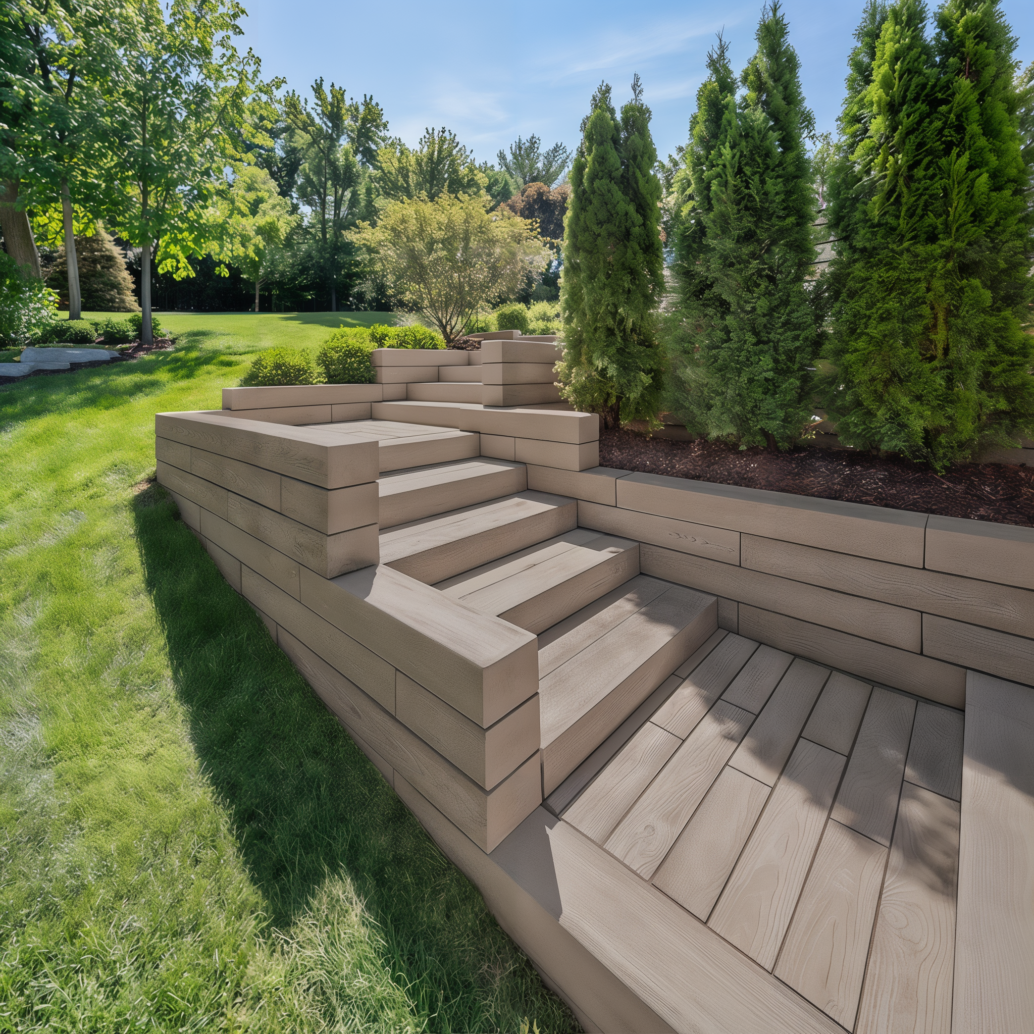 Borealis Steps in Smoked Pine wood single size for landscaping