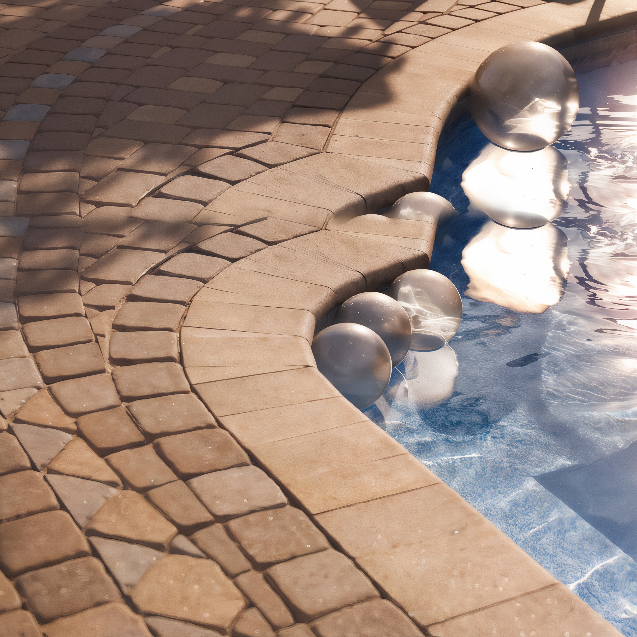 Close-up of smooth Bullnose pool coping in Chocolate Brown, single size