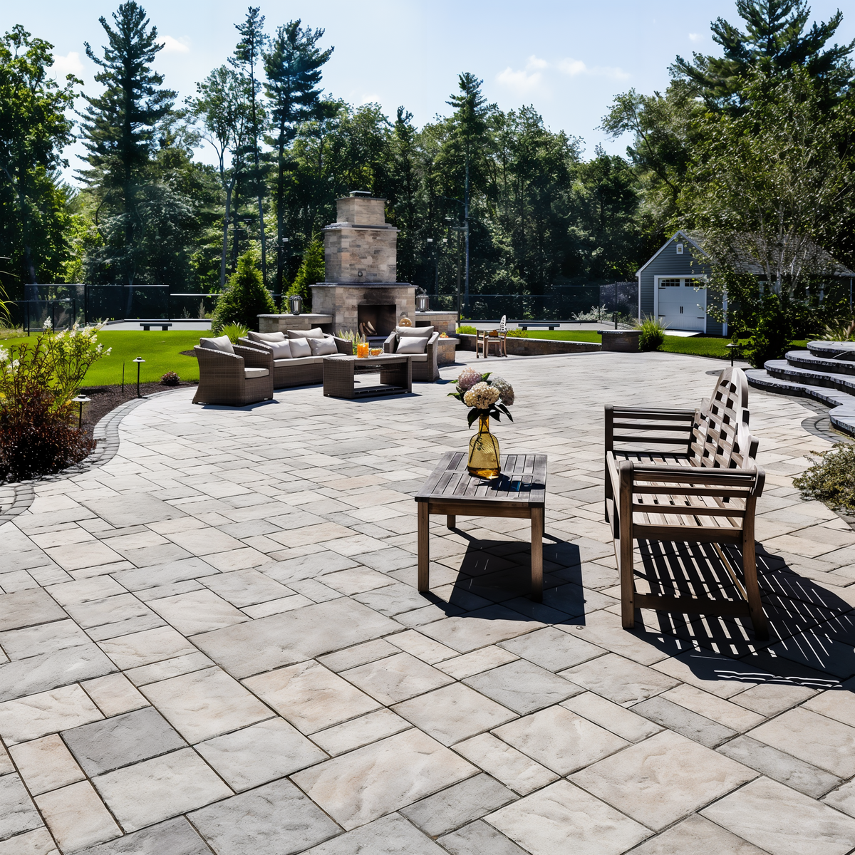 Eva Slate paver Champlain Grey driveway with Slate texture,.