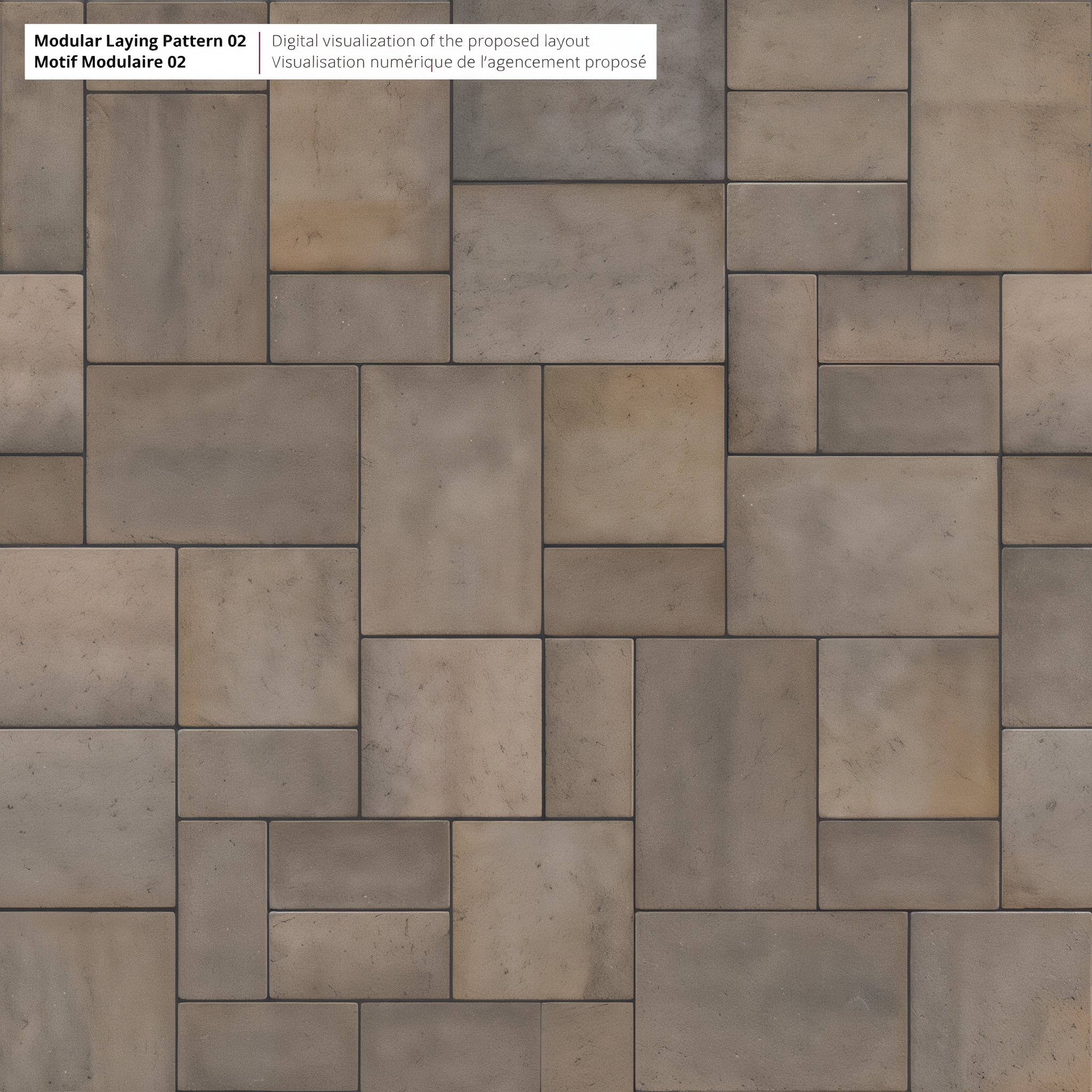 Eva Smooth Champlain Grey pavers in Modular 02 driveway pattern, Onyx Black color and modular size.