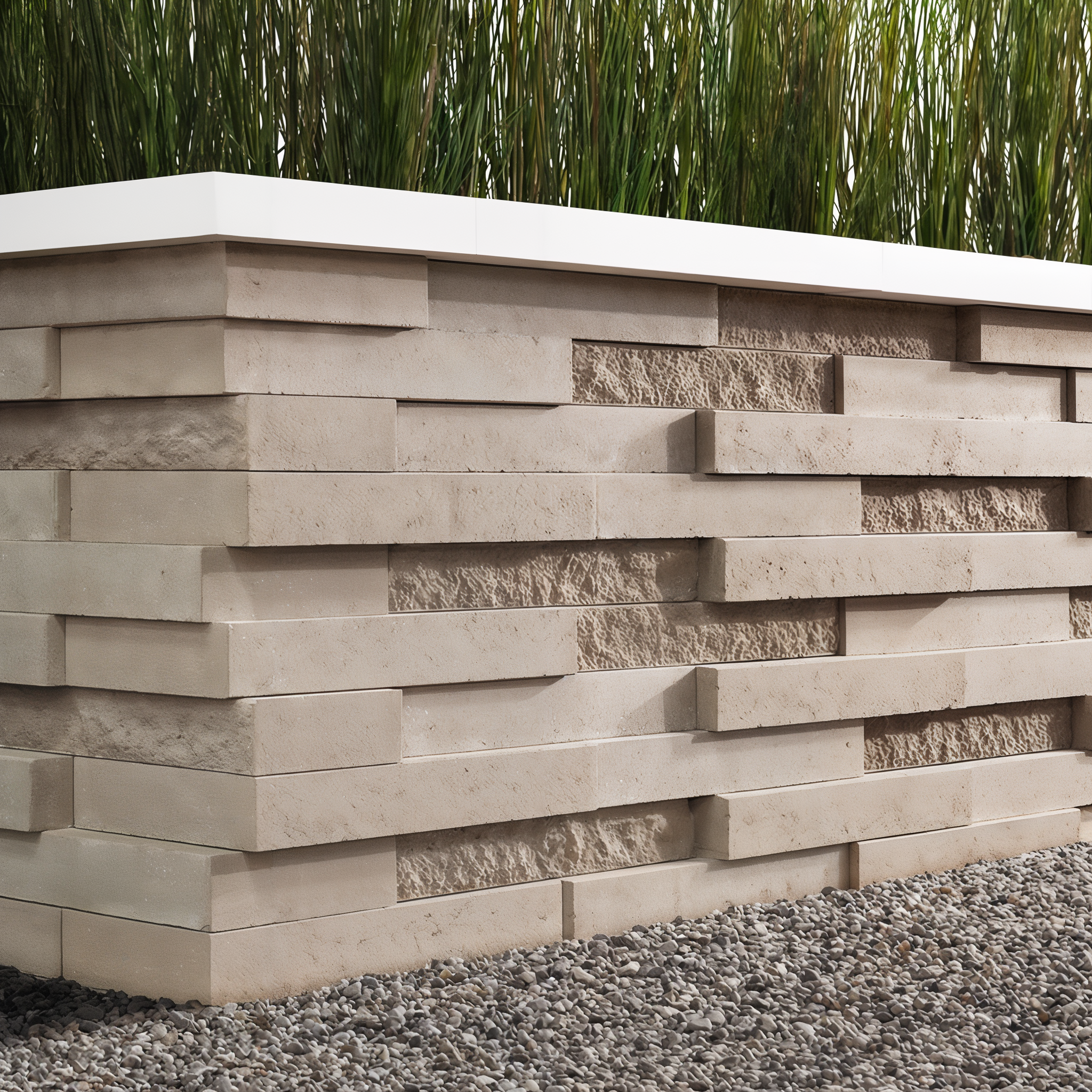 Graphix Wall in Beige Cream with splitface and smooth modular design.