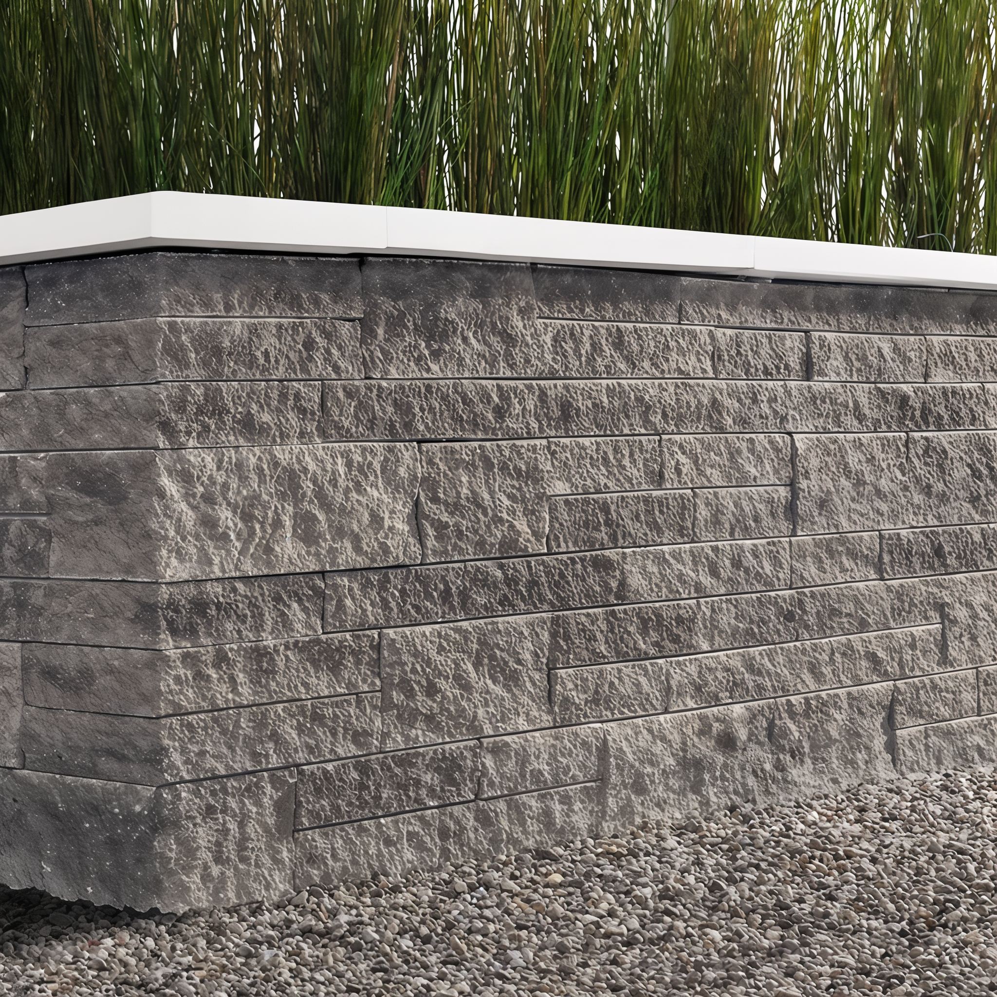 Mini-Creta Architectural Wall in Shale Grey Split Pillar finish.