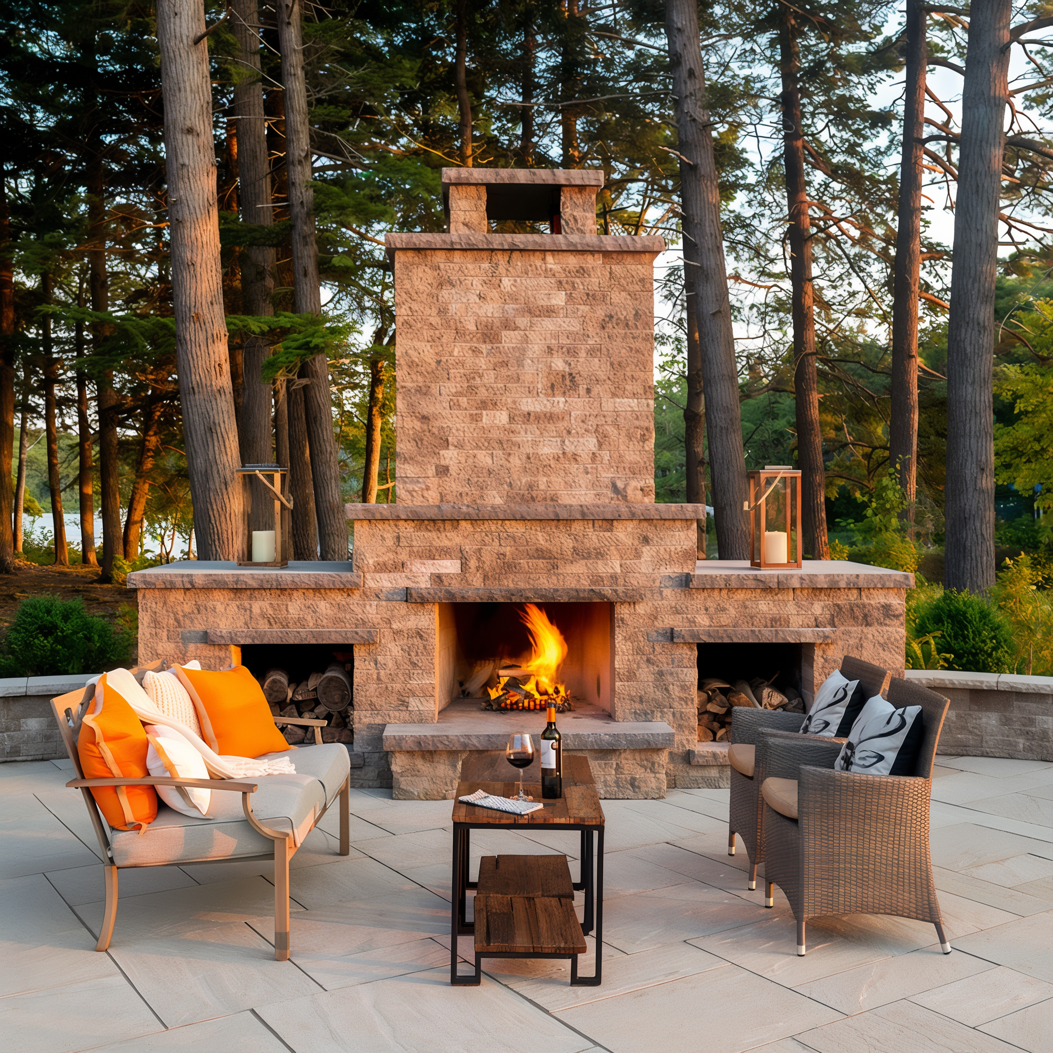 Mini-Creta Architectural Walls in Sandlewood creating a seating area.