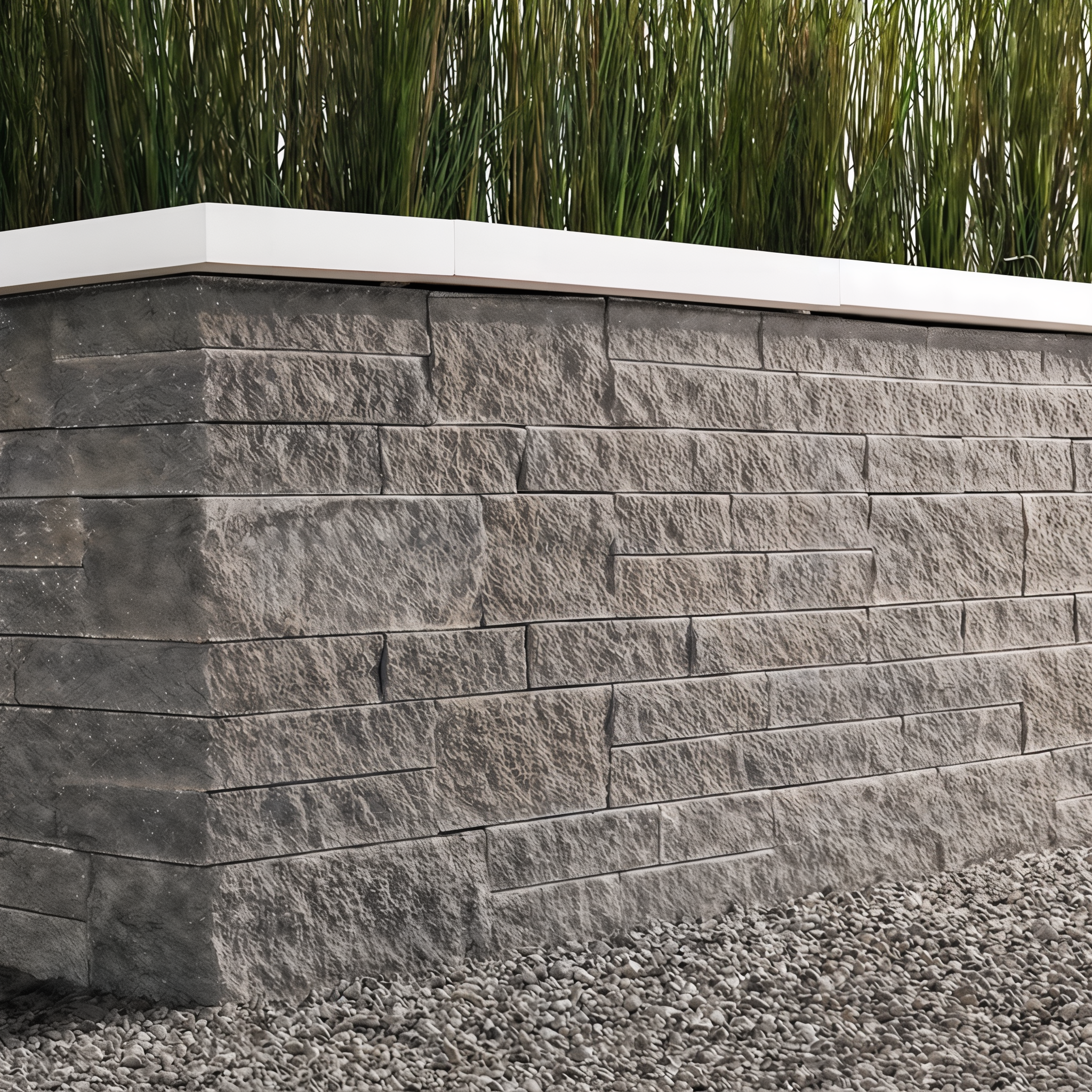 Mini-Creta Architectural Wall Shale Grey Split retaining wall block.