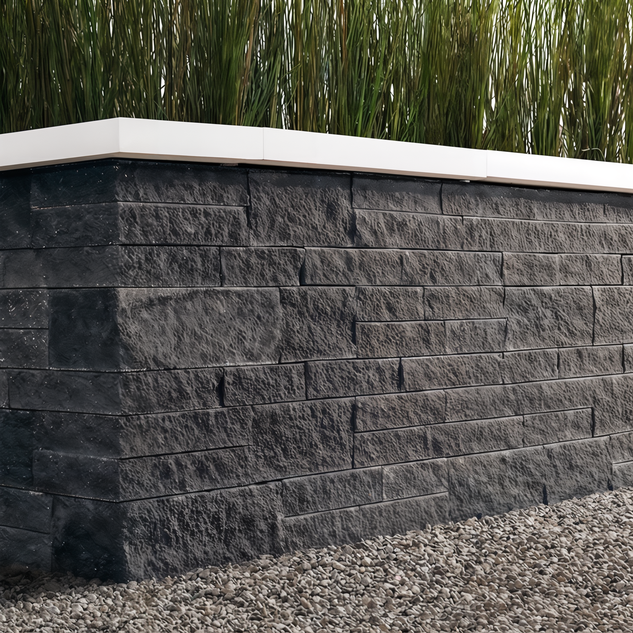 Mini-Creta Architectural Wall Onyx Black Split retaining wall block.