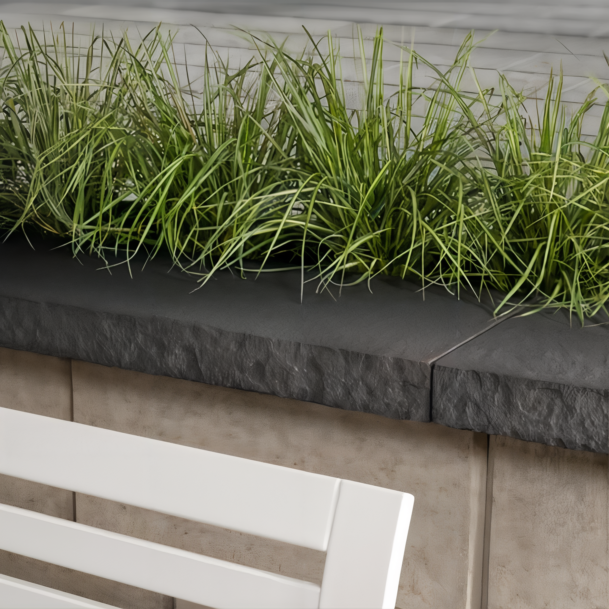Onyx Black Piedimonte Cap for constructing walls and steps.