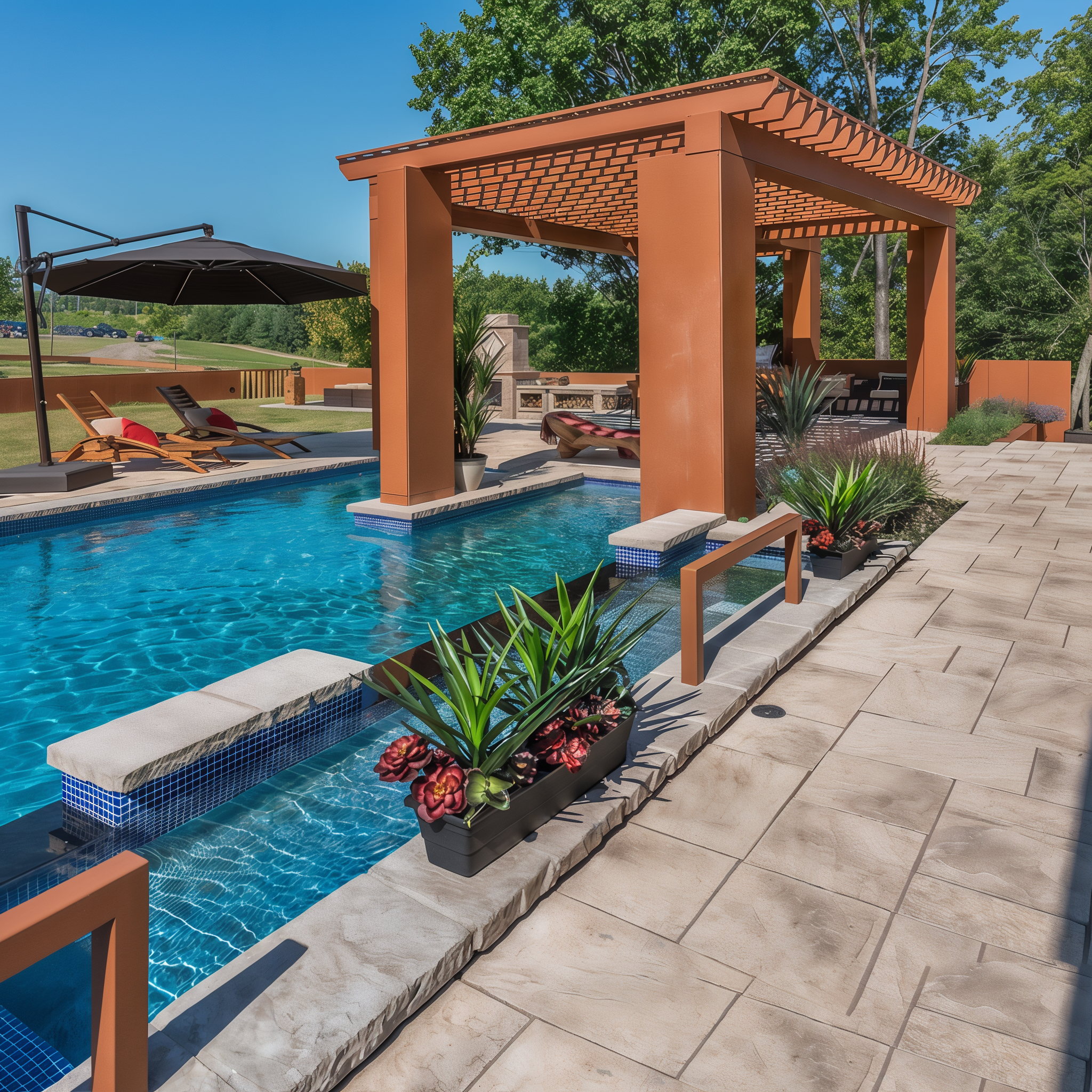 Portofino Pool Coping in Riviera/Slate, Modular Size