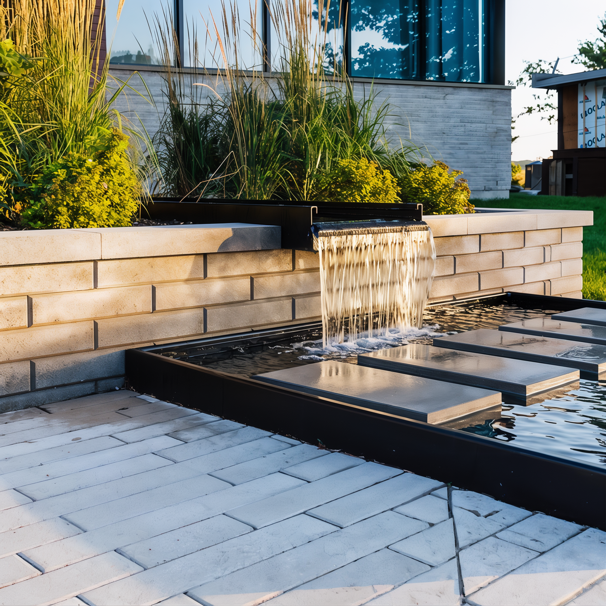 Raffinato Wall retaining wall blocks in polished greyed nickel, 180mm wall style.