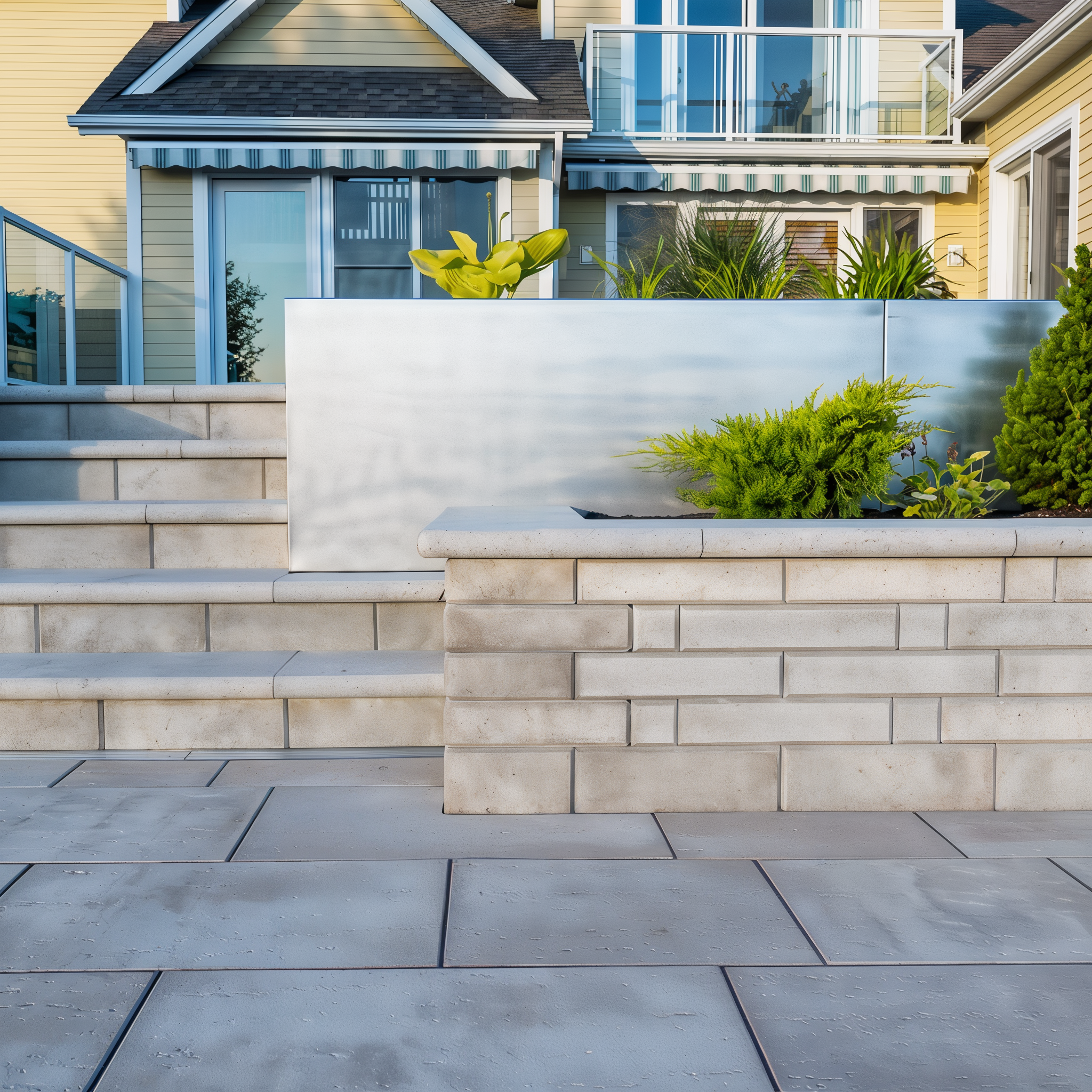 Raffinato Wall retaining wall in polished greyed nickel color, 180mm wall.