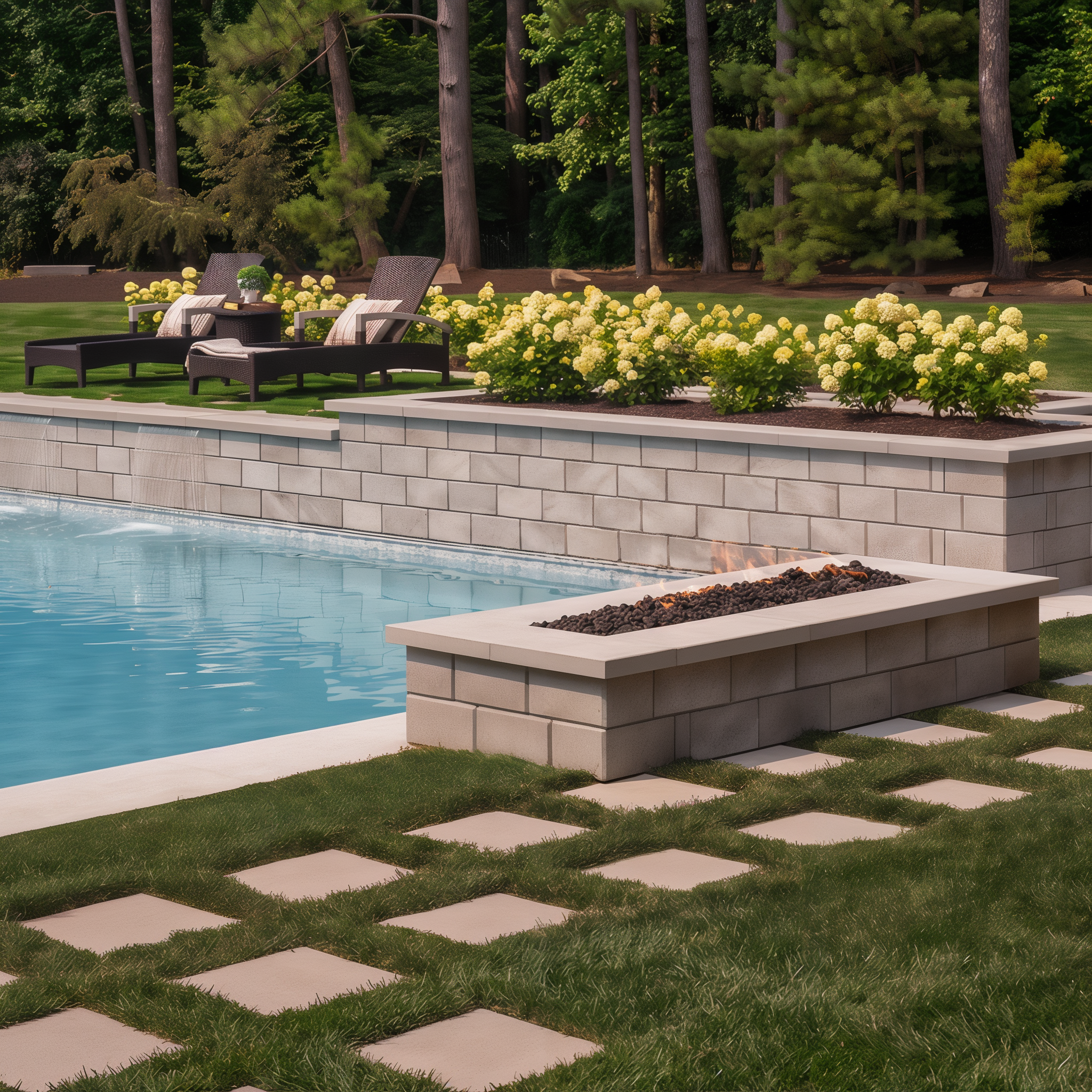 Smooth Beige Cream Raffinato Cap used in Carmel retaining wall.