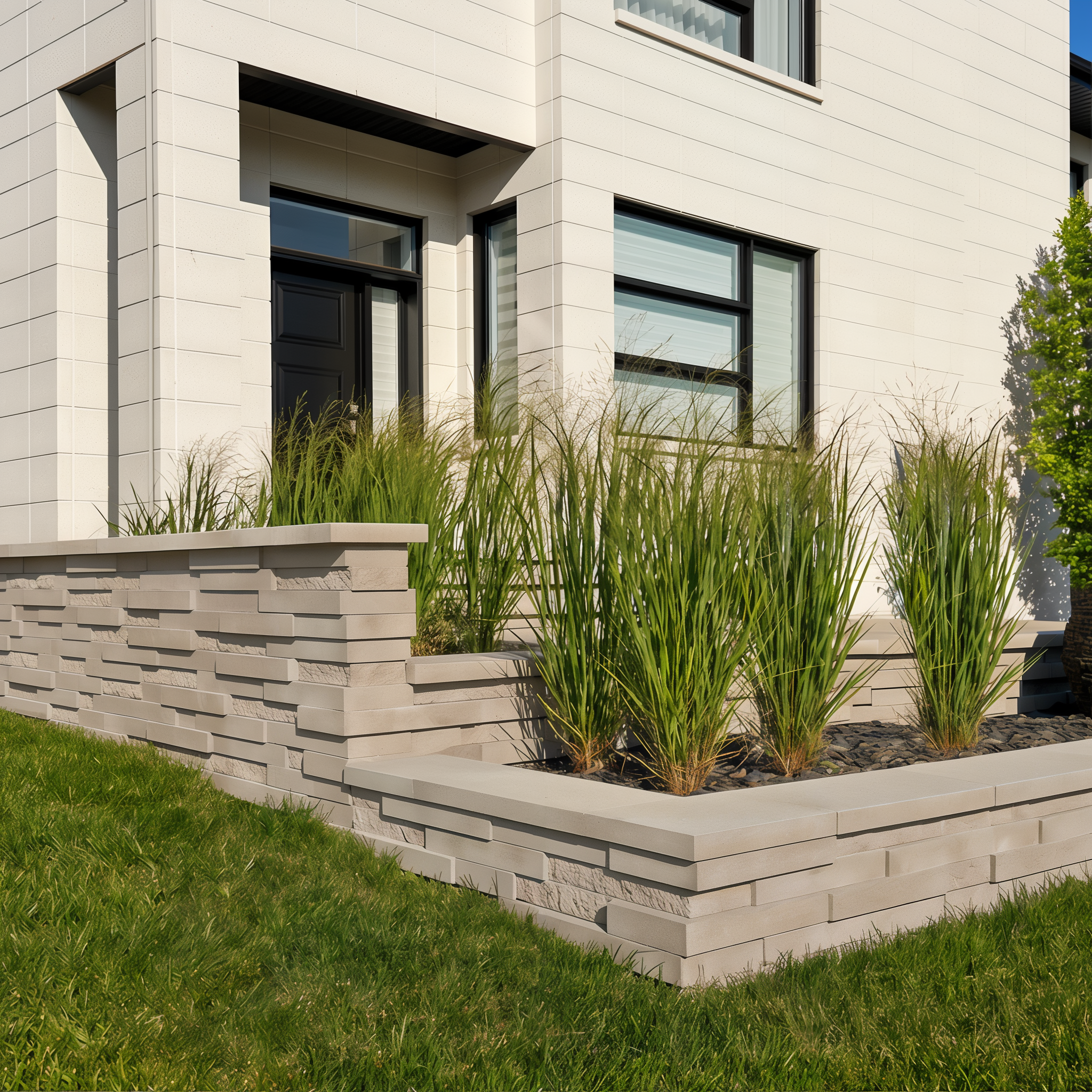 Wall cap with smooth Onyx Black Raffinato Cap, landscape element.