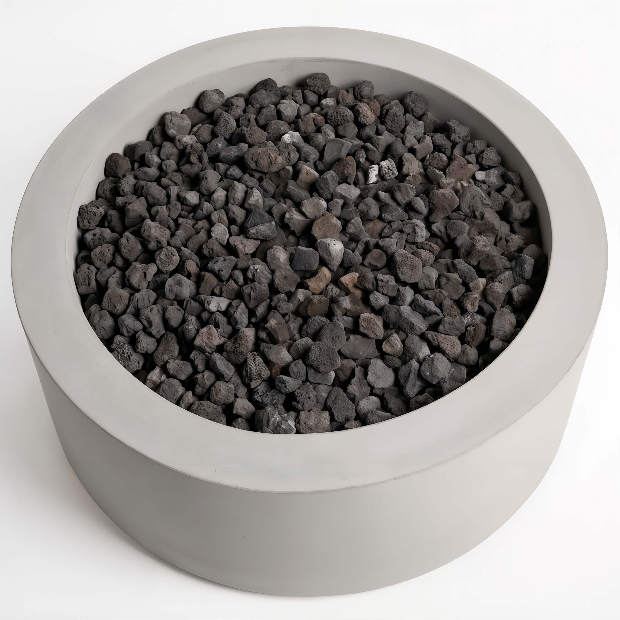Sculptura Circle Firepit, Cool Grey Smooth Single Size, landscape detail. #Cool Grey / Smooth#Single Size